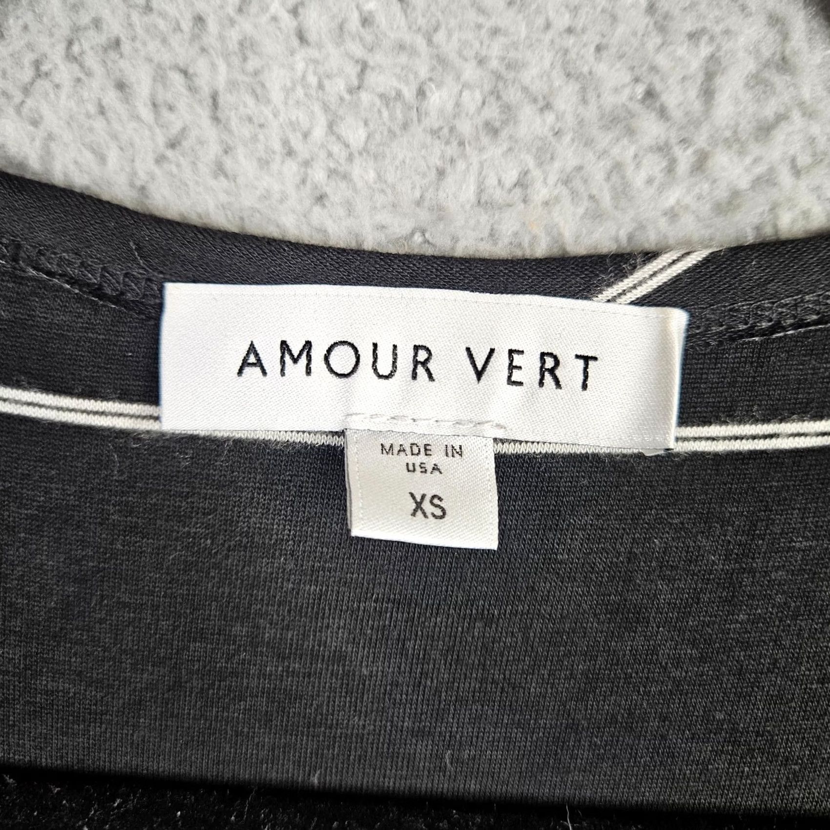 Vintage Amour Vert Dress Women Midi Short Sleeve Stripes V-Neck XS White Black A-Line Pattern Striped Lightweight Stretch Casual 90s? Size 26" / US 2 / IT 38 - 4 Thumbnail