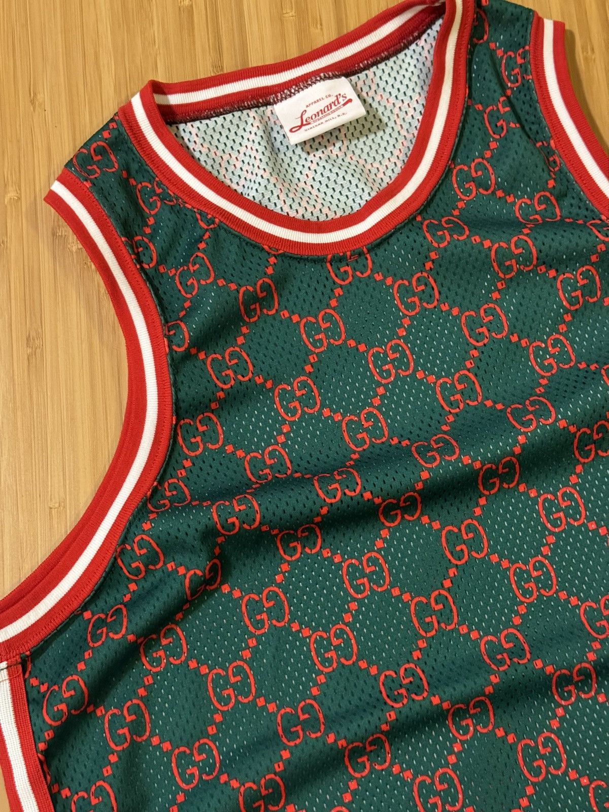 image of Chinatown Market X Leonard Parody Gucci Monogram Tank Top in Green, Men's (Size Medium)