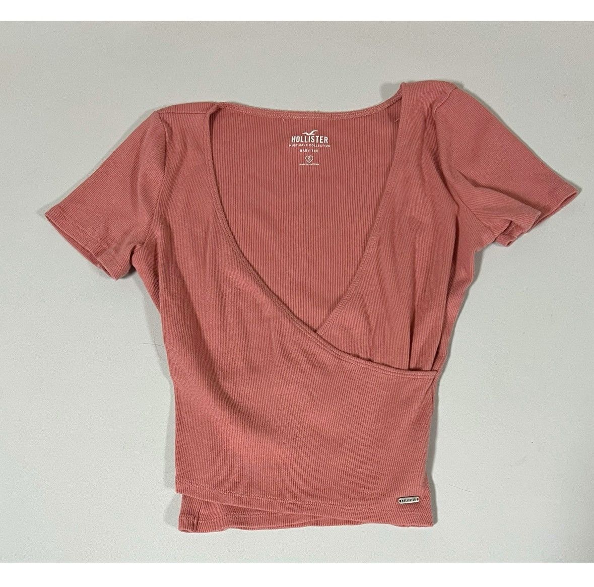 Hollister Hollister Pink Mauve Ribbed Wrap Shirt Top Blouse Size S 🎀✨ Size S / US 4 / IT 40 - 1 Thumbnail
