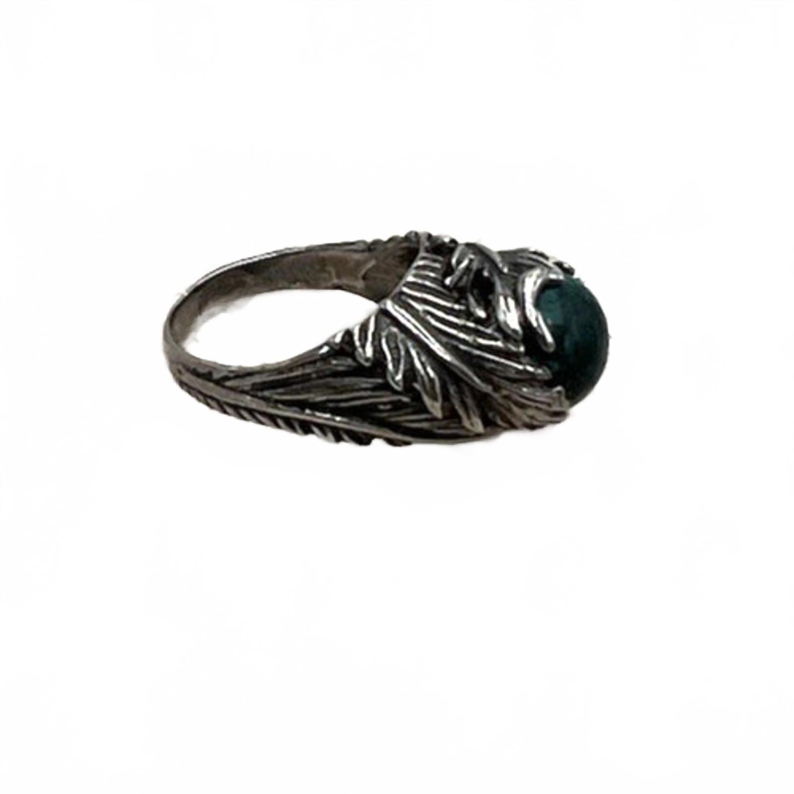 Other Sterling Silver Native Handcrafted Green Turquoise Ring Size ONE SIZE - 3 Thumbnail