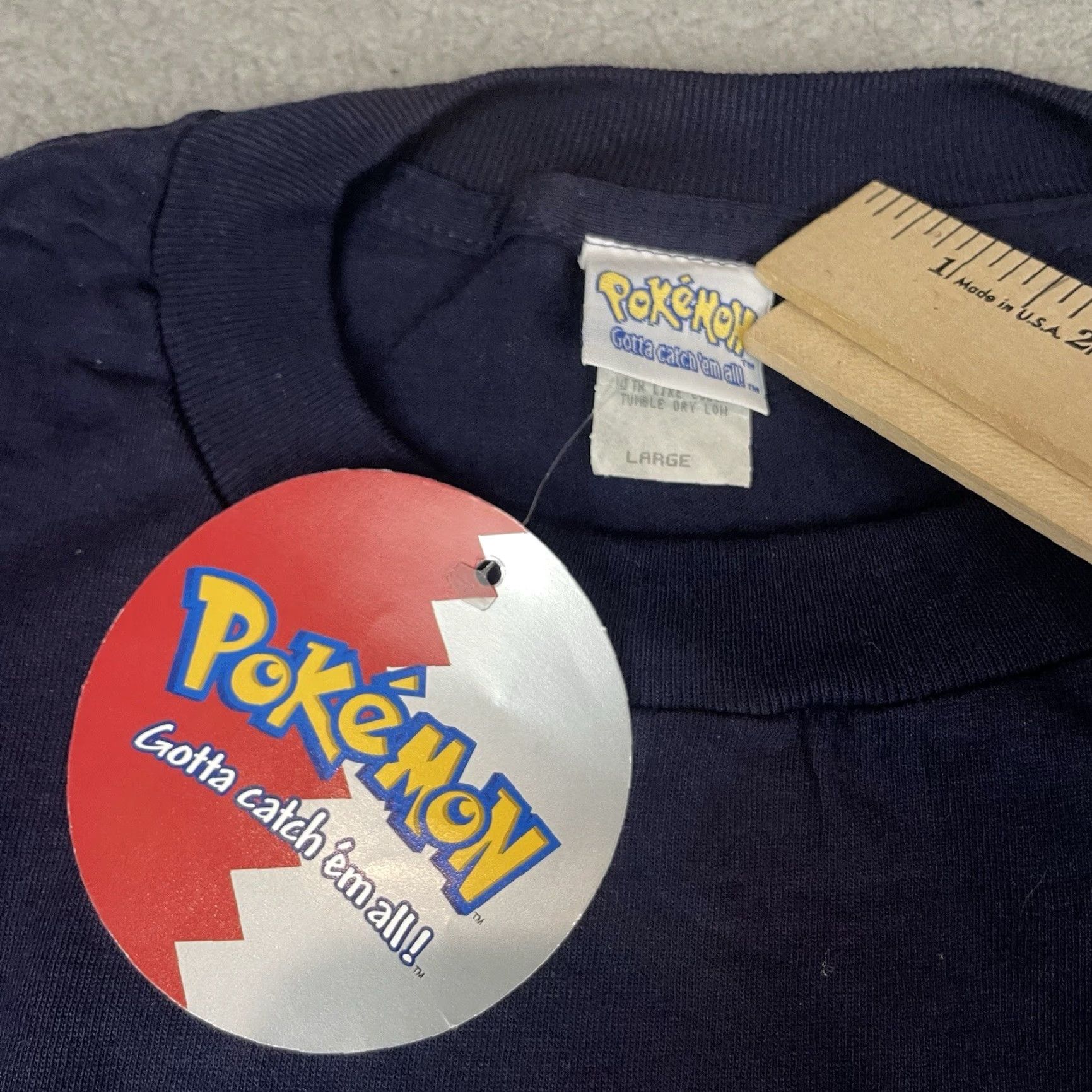 Vintage VINTAGE Pokemon T Shirt Adult L Blue Pikachu Charizard 1999 NWT Trading Card Game Size US L / EU 52-54 / 3 - 5 Thumbnail