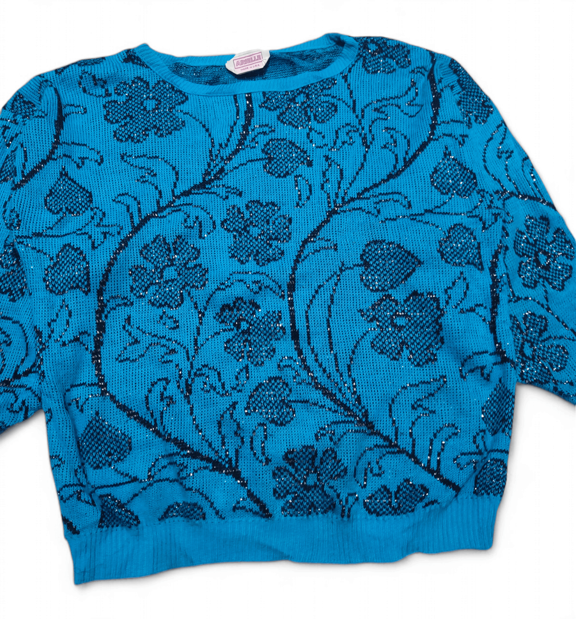 Vintage Vintage 70s ARIELLE Women's Floral Motifs Knit Sweater Size S / US 4 / IT 40 - 3 Thumbnail