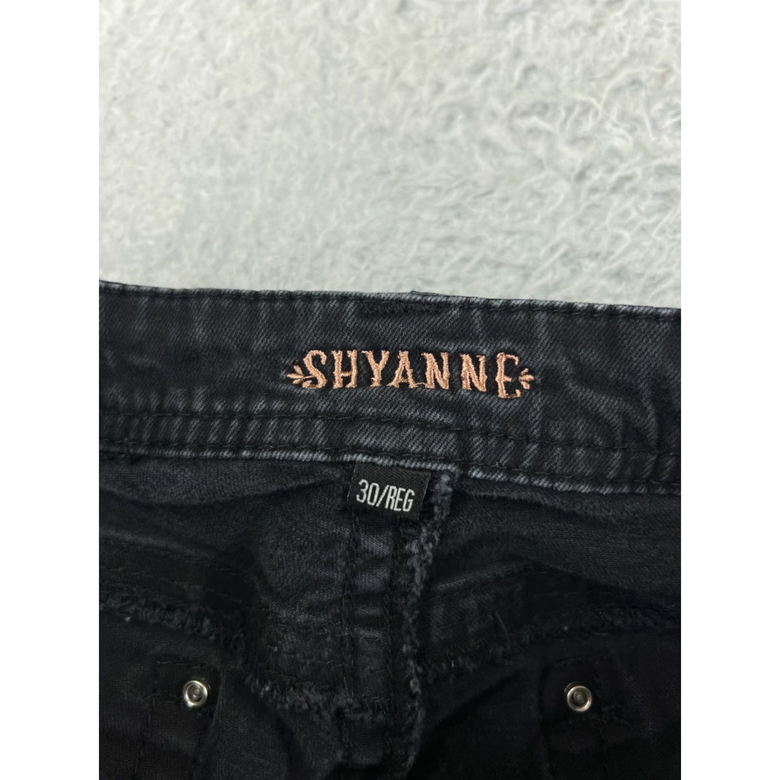 Vintage Shyanne Jeans Bootcut Denim Black 32 Womens Cotton Stretch Embroidered 5-Pocket Inseam 31 Size 24" / US 00 / IT 34 - 4 Thumbnail