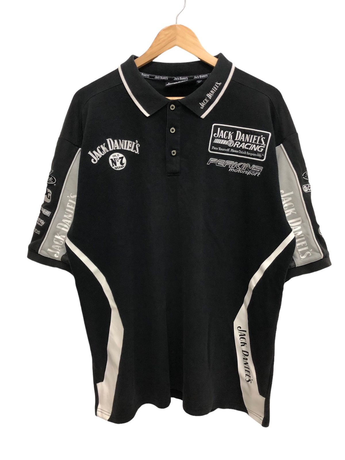 image of Jack Daniels x Racing Jack Daniel’S Racing Perkins Motorsport Embroidered in Black, Men's (Size 2XL