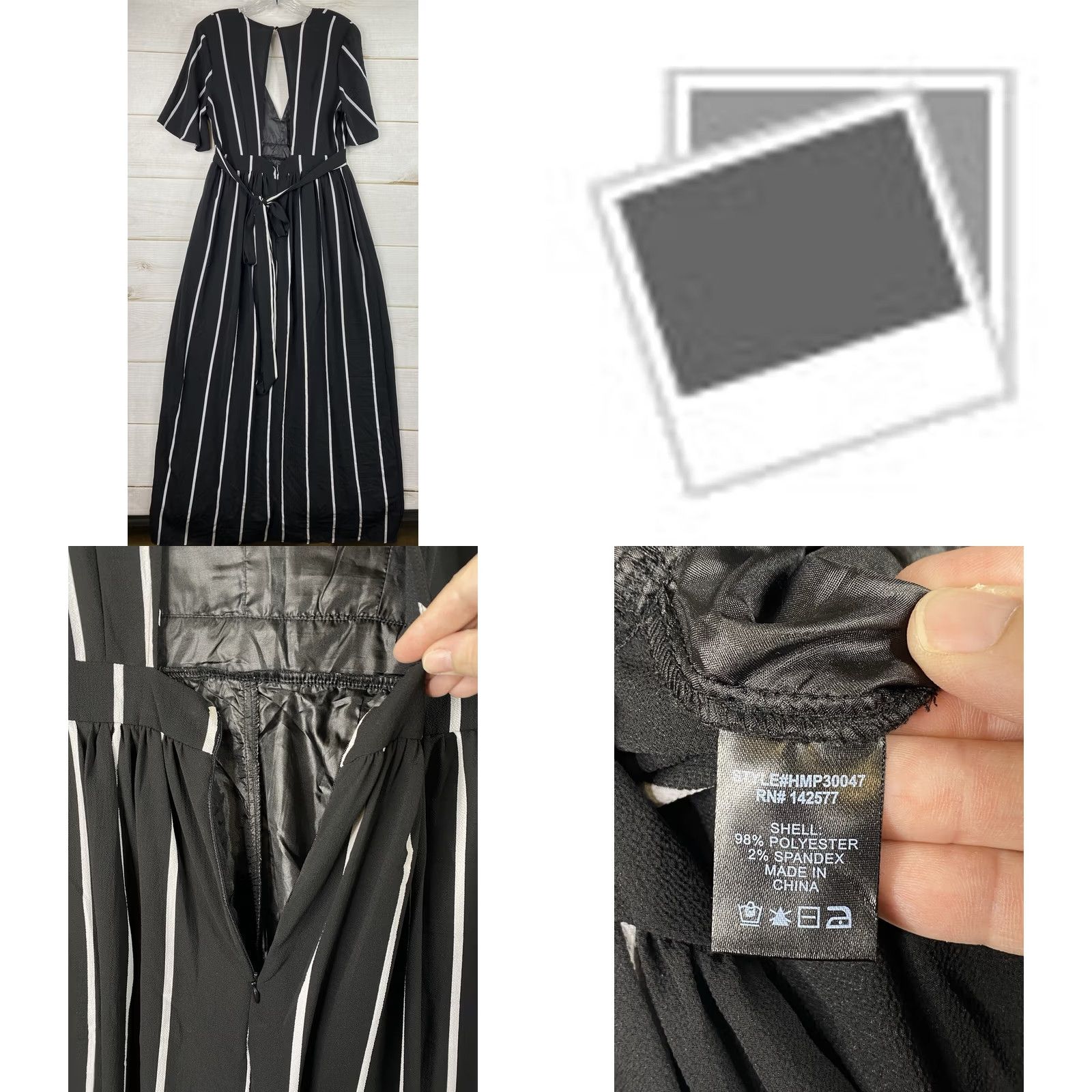 Vintage Haute Monde Maxi Dress Womens L Black Striped Open Keyhole Back Stretch Dress Size L / US 10 / IT 46 - 8 Thumbnail