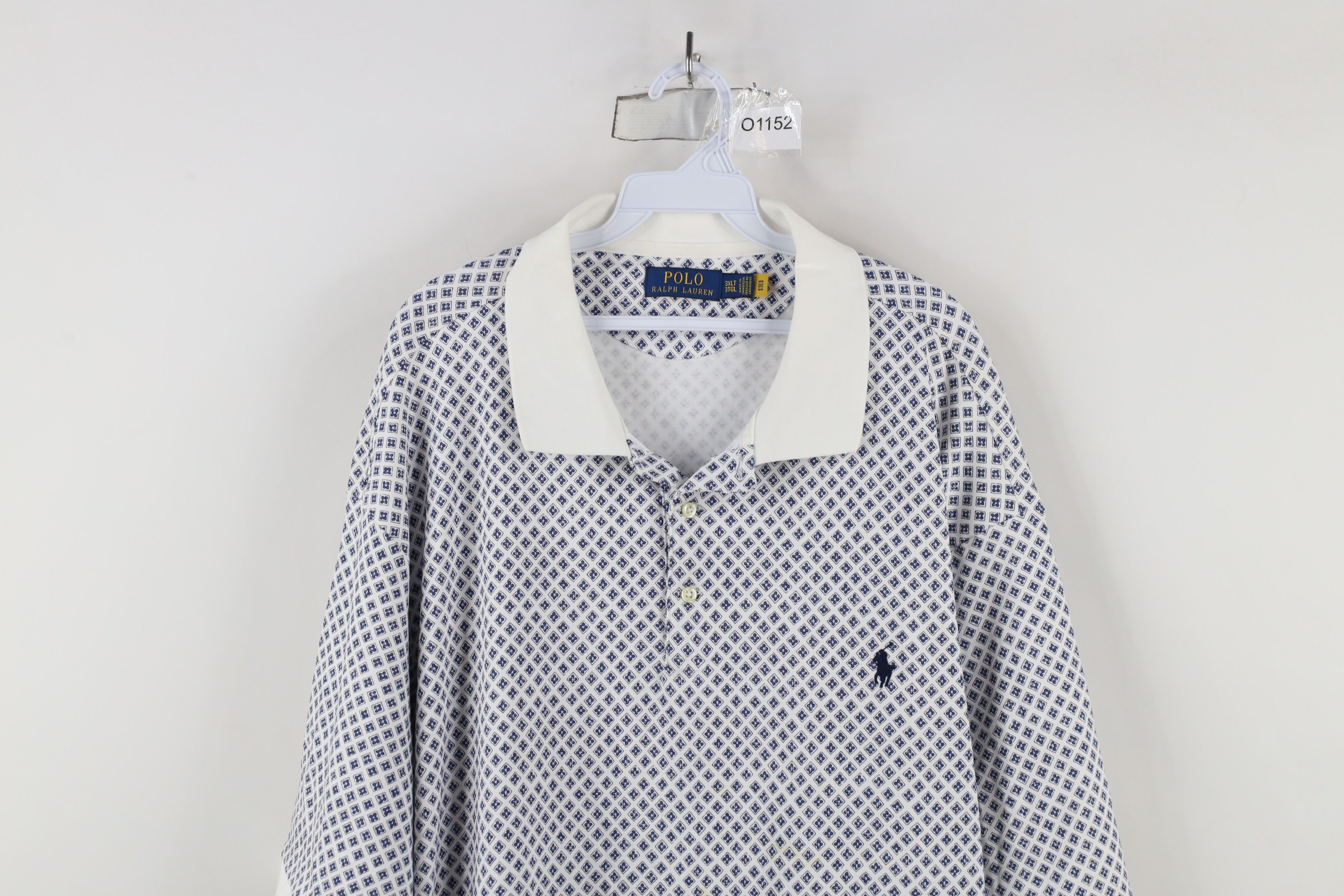 Ralph Lauren × Vintage Vintage Ralph Lauren Diamond Print Collared Polo Shirt Size US XXL / EU 58 / 5 - 2 Thumbnail