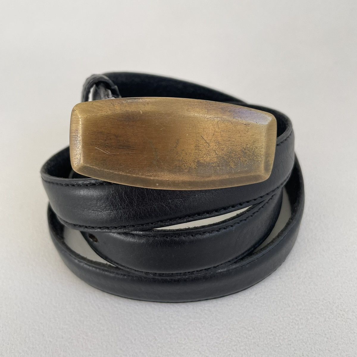 Maison Margiela Mid 2000s ‘Distressed Brass Buckle’ Belt Size 36 - 12 Thumbnail