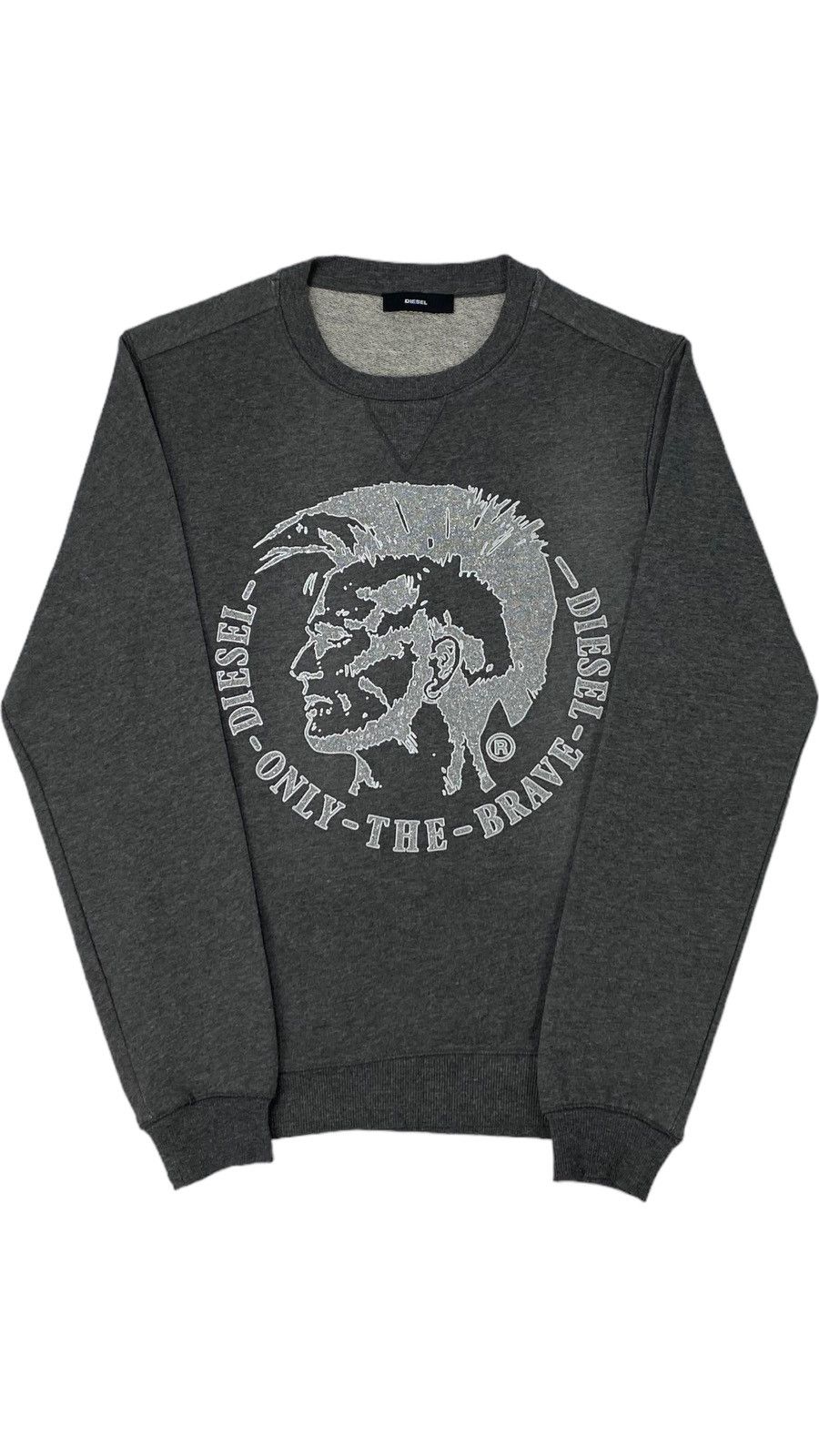 image of Avant Garde x Diesel Diesel Shiny Logo Punk Only The Brave Sweatshirt in Grey (Size Small)