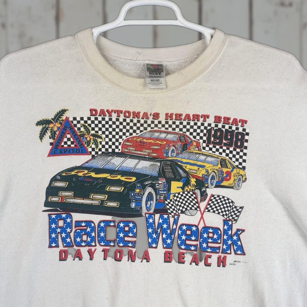 Fruit Of The Loom VINTAGE Daytona Beach Race Week Sweatshirt Mens XL 1998 NASCAR Racing Graphic Size US XL / EU 56 / 4 - 1 Thumbnail