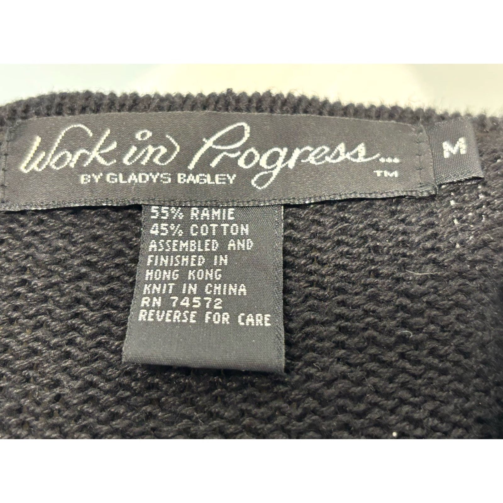 Vintage VINTAGE Work In Progress Sweater Shirt Women’s M Black Sequin 90s Floral Knit Ramie Blend Size M / US 6-8 / IT 42-44 - 7 Thumbnail