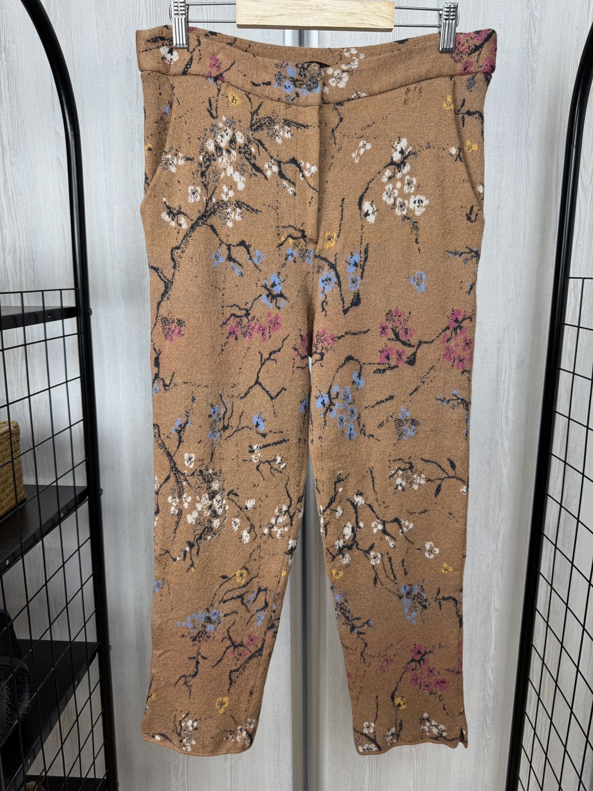 Other Ivko Wool beige brown floral flower pattern pants trousers Size 32" / US 10 / IT 46 - 2 Thumbnail