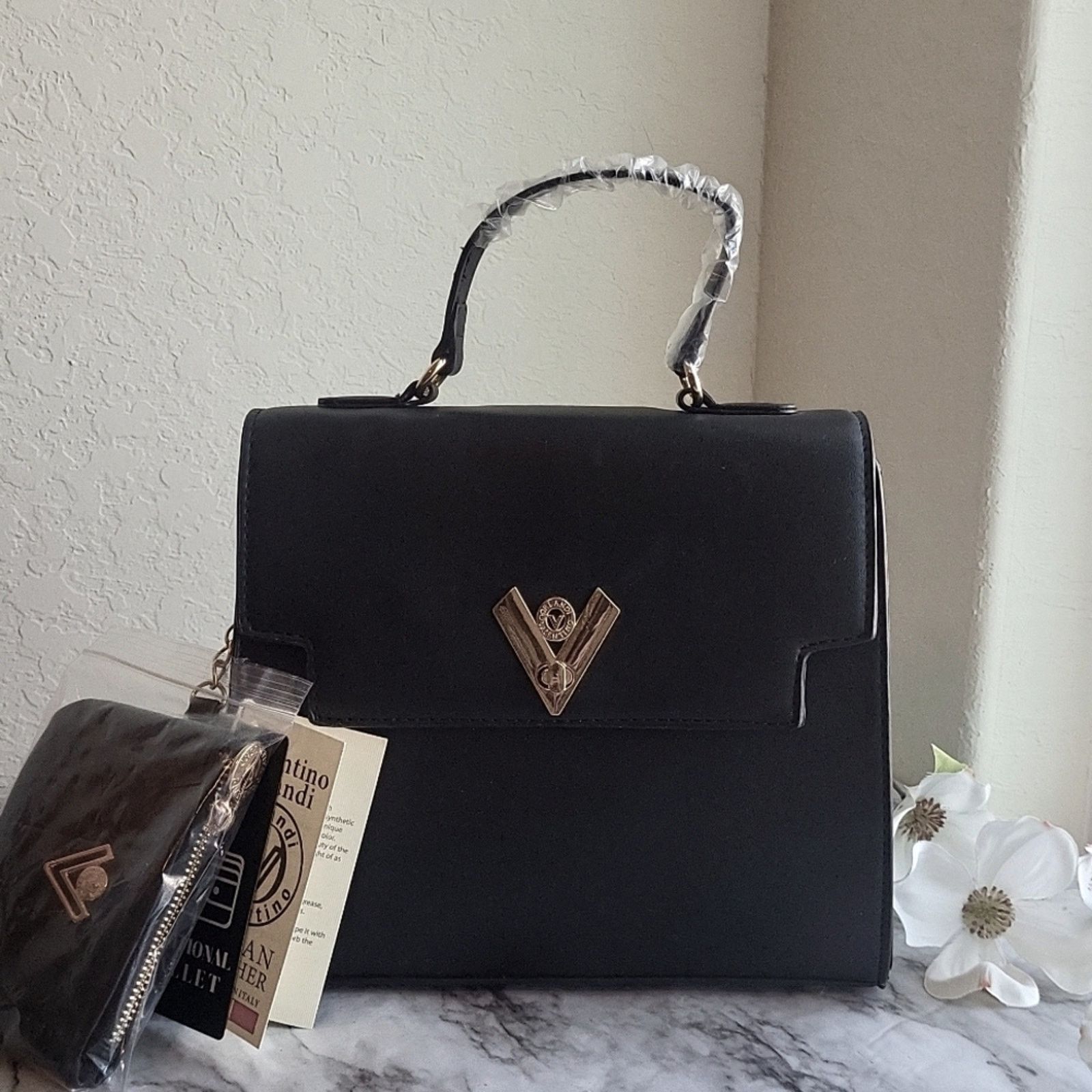 Valentino Valentino Orlandi Black Vegan Leather Handbag Size ONE SIZE - 3 Thumbnail