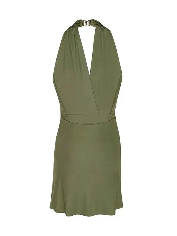 Saint Laurent Paris o1s1wg111024 Backless Dress in Jersey in Olive Green Size M / US 6-8 / IT 42-44 - 3 Thumbnail