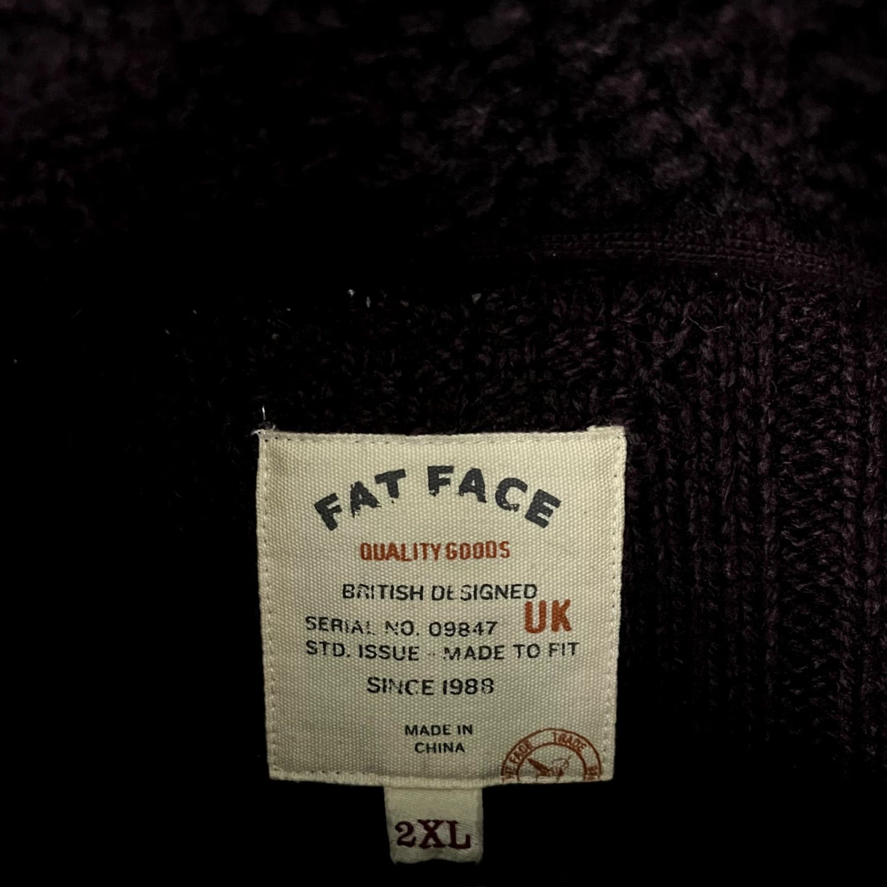 FatFace FAT FACE Sweater Mens 2XL XXL Wool Blend Thick Cable Knit Jumper Maroon Red Size US XXL / EU 58 / 5 - 2 Thumbnail