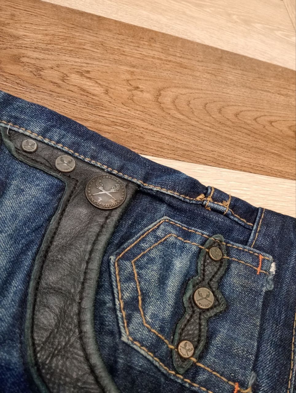 Japanese Brand LOLITA JEANS BLUE WASHED DENIM COTTON LEATHER POCKET PANTS Size US 28 / EU 44 - 8 Thumbnail