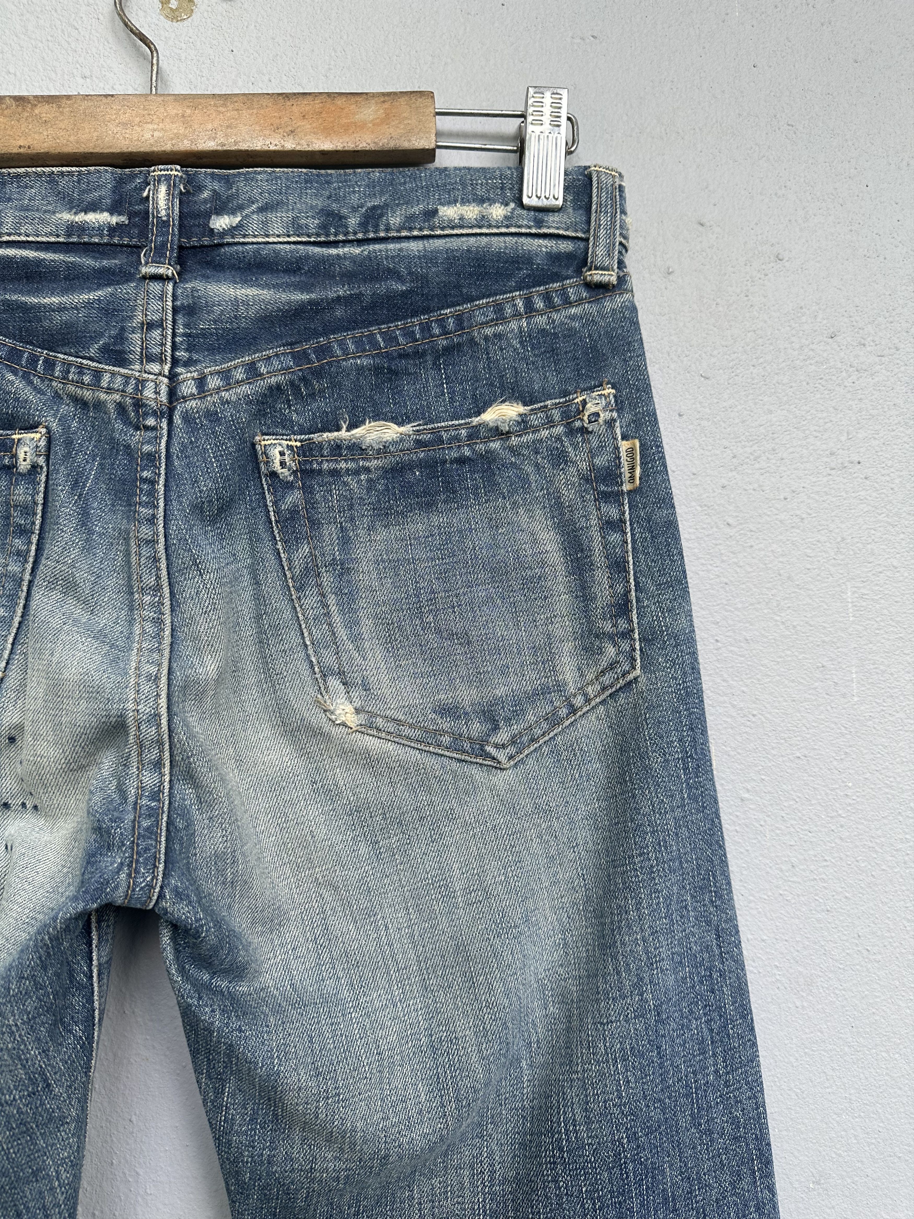 OMNIGOD Vtg Distressed Rips Boro Patchwork Omnigod Flare Denim Jeans Size US 29 - 20 Thumbnail