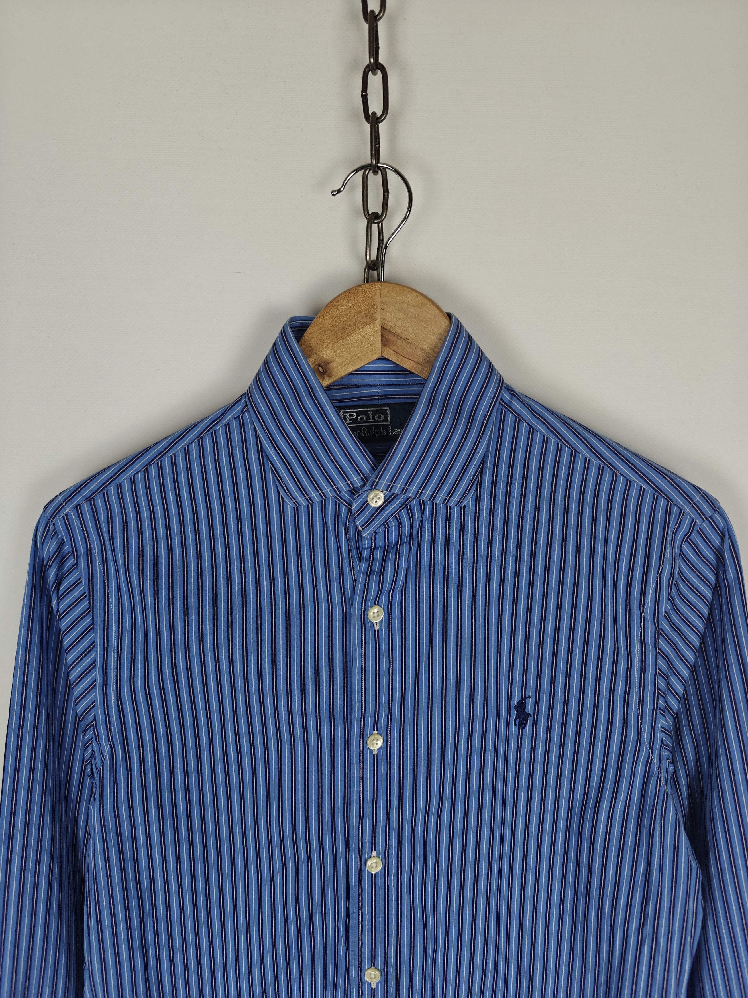 Polo Ralph Lauren Polo Ralph Lauren Vtg Shirt Collared Striped Logo Blue S Size US S / EU 44-46 / 1 - 2 Thumbnail