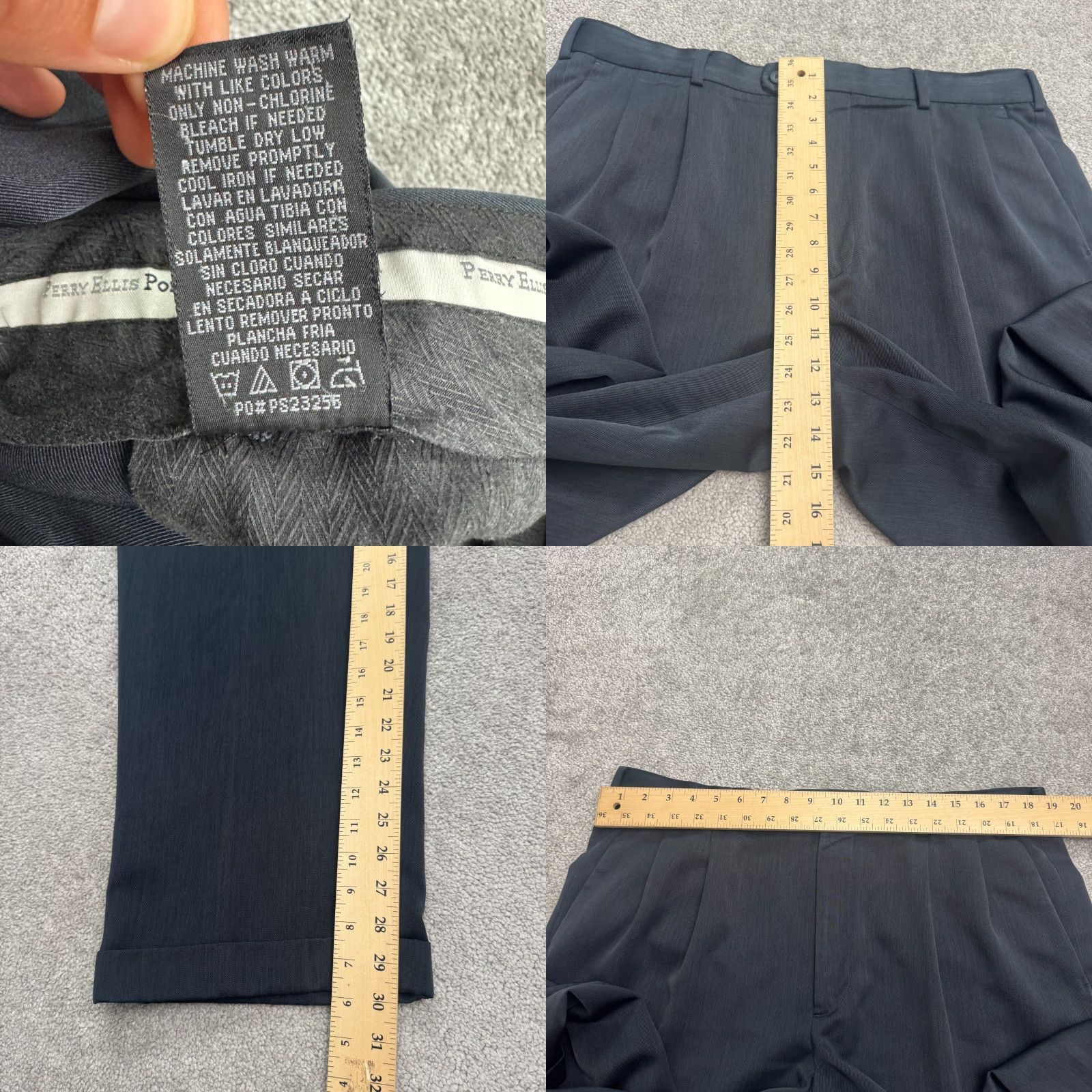 Perry Ellis Perry Ellis Portfolio Pants Men 38x30 Blue Straight Leg Pleated Front Dress Pants Size US 38 / EU 54 - 8 Thumbnail