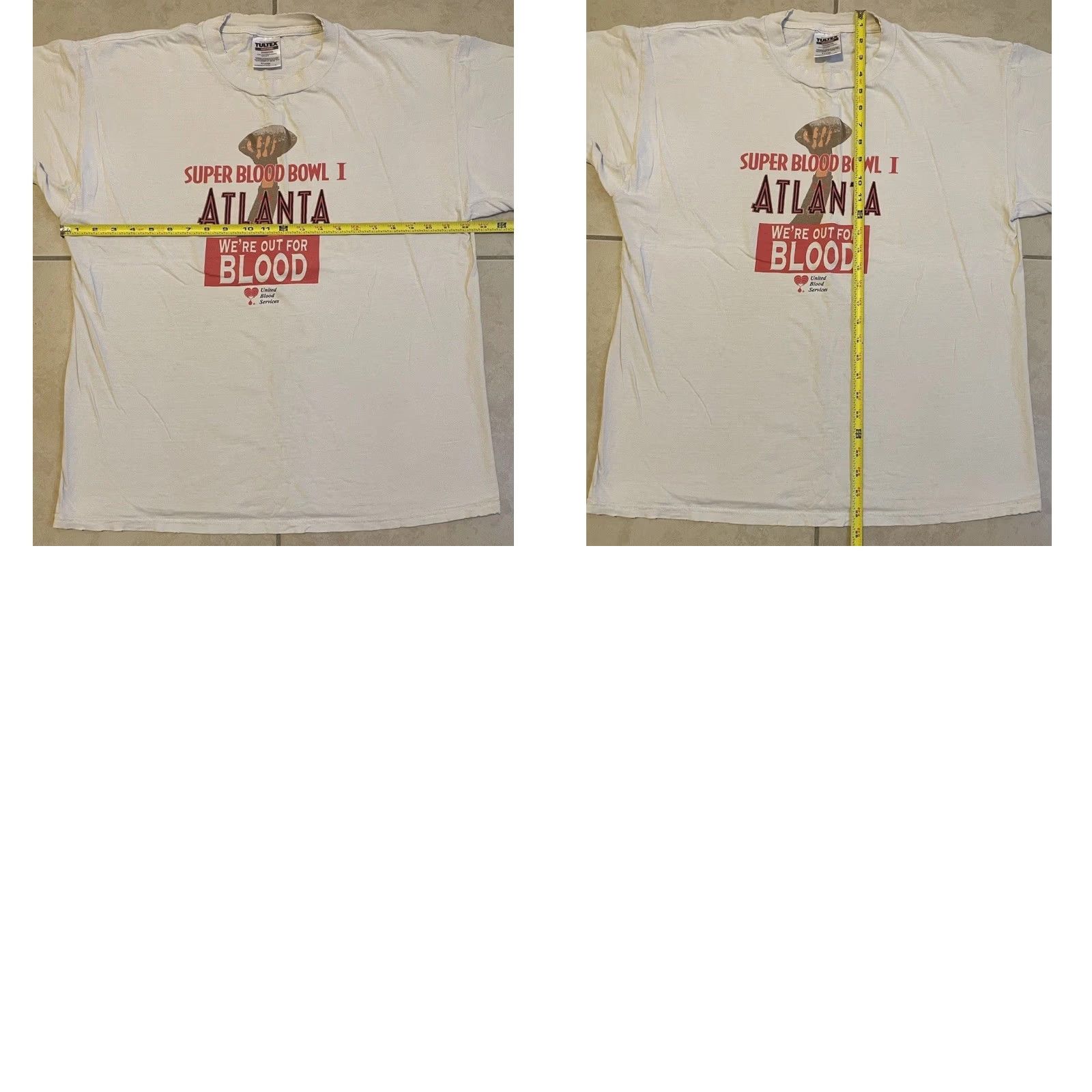 Vintage VINTAGE 90s Atlanta Super Blood Bowl Shirt XL White Nurse Doctor Grunge Funny Joke Distressed Humor Medical Blood Donor T-Shirt Men Size US XL / EU 56 / 4 - 11 Thumbnail