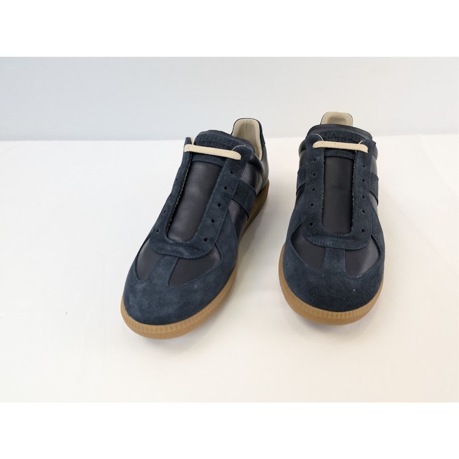 Maison Margiela o1rshd1 Q:2 / Leather-Suede Replica Sneakers Dark Navy Blue Size US 11 / EU 44 - 8 Thumbnail