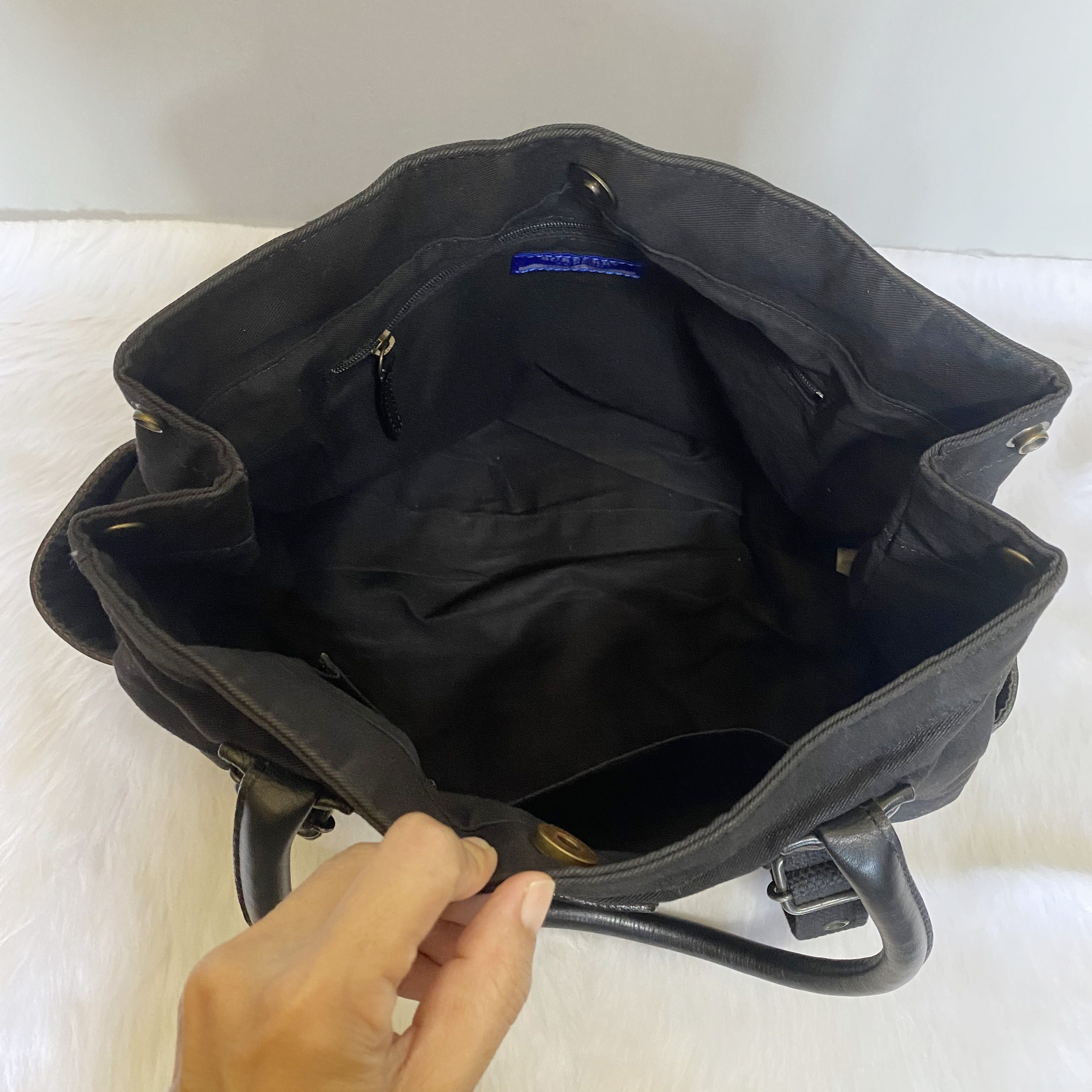 Burberry Blue Label Black Canvas Leather Tote Bag Size ONE SIZE - 11 Thumbnail