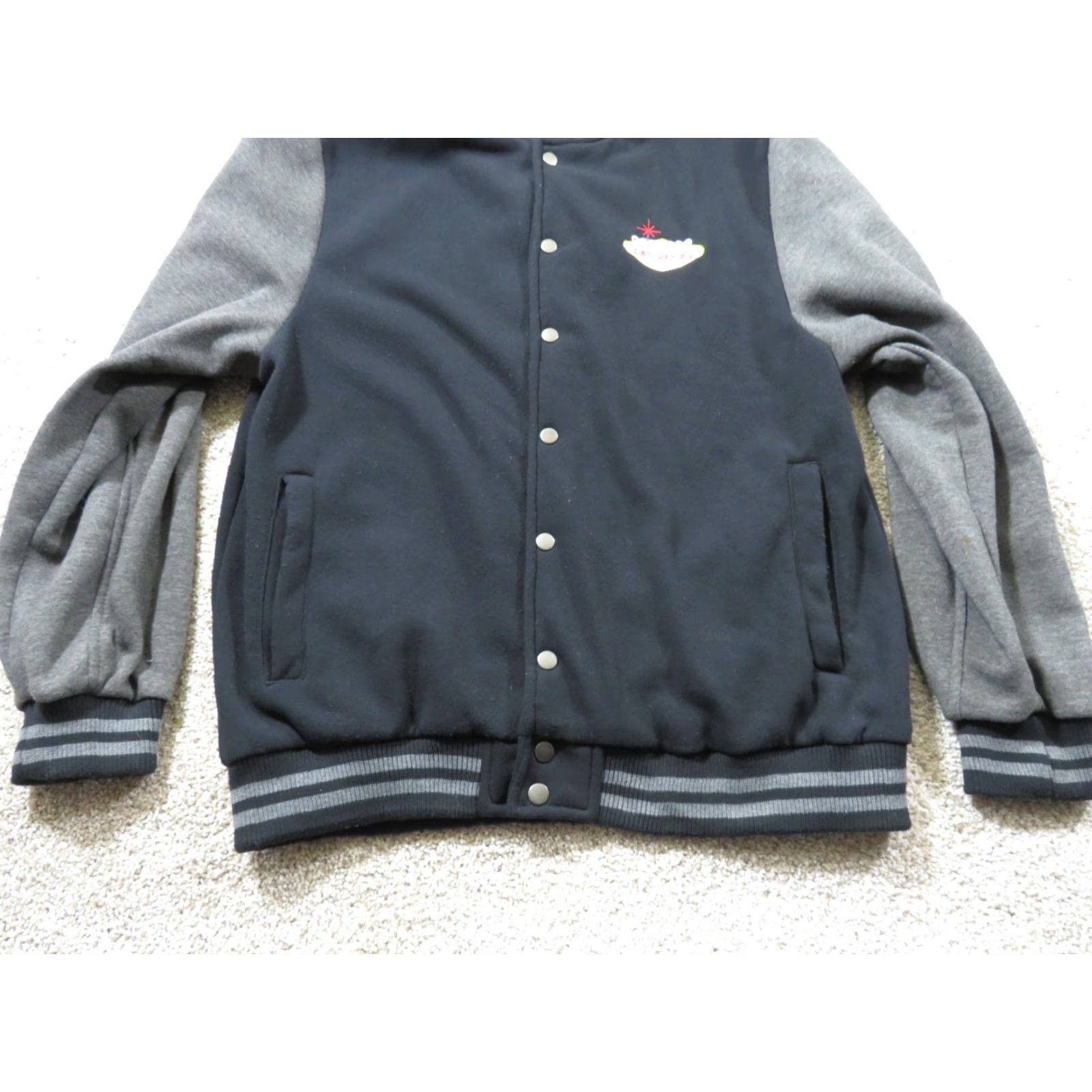 Vintage VINTAGE The Strip Jacket Men M Gray/Black Fleece Full Zip Casual Mid-Length Stand-Up Collar Size US M / EU 48-50 / 2 - 5 Thumbnail