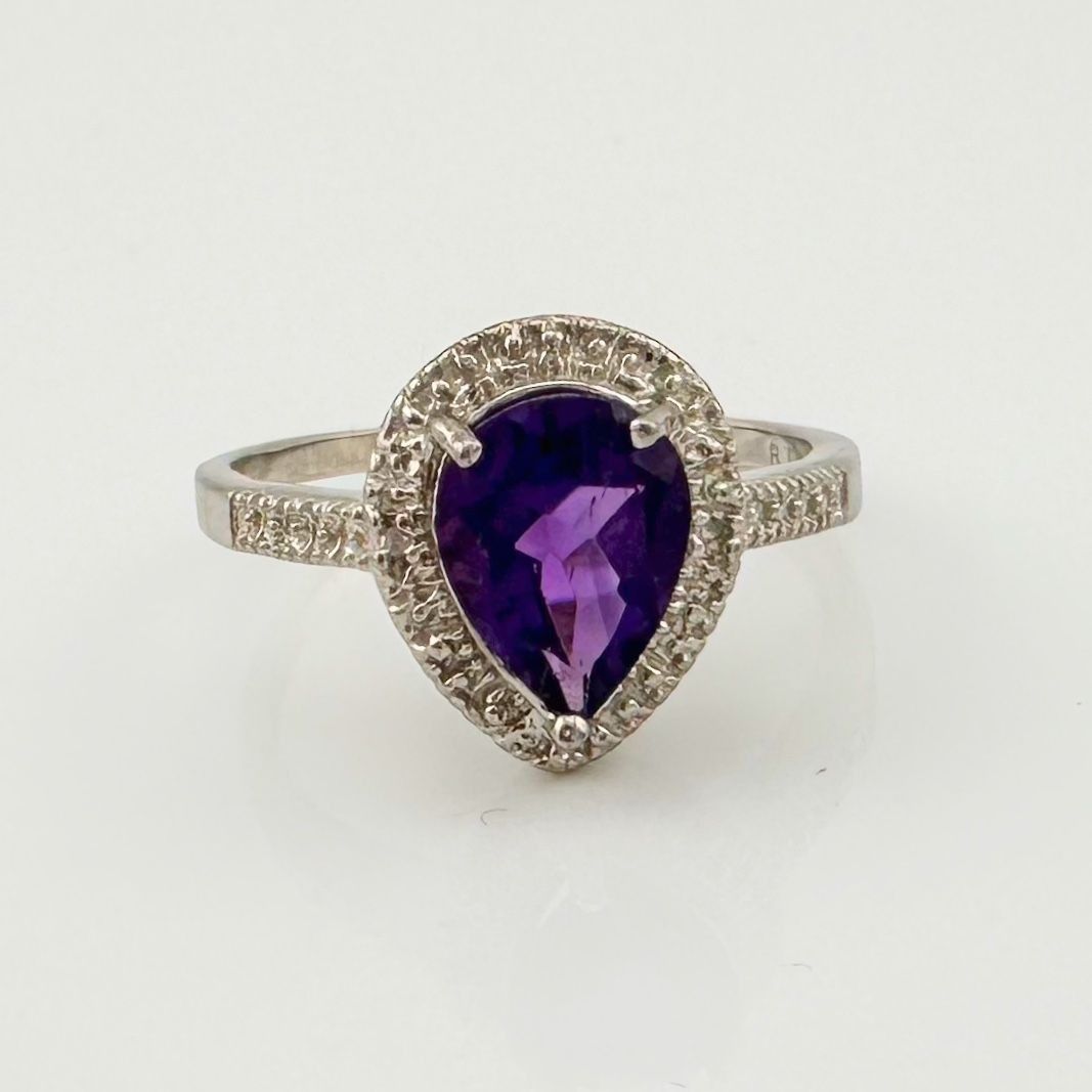 2.24 Carat Natural Amethyst Ring Size 8.25 - Sterling SIlver