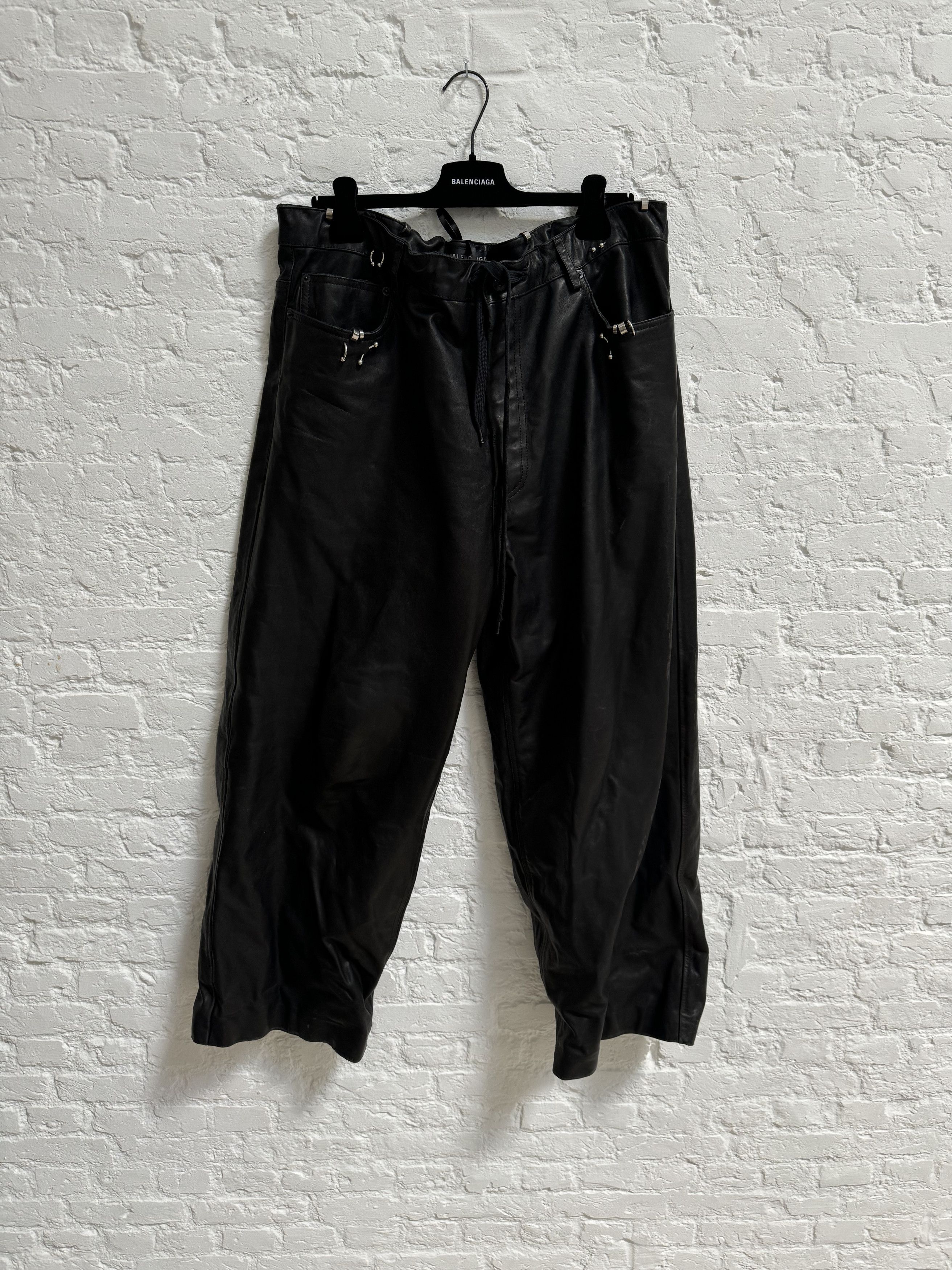 Balenciaga Balenciaga Pierced Leather Pants Size US 36 / EU 52 - 1 Thumbnail