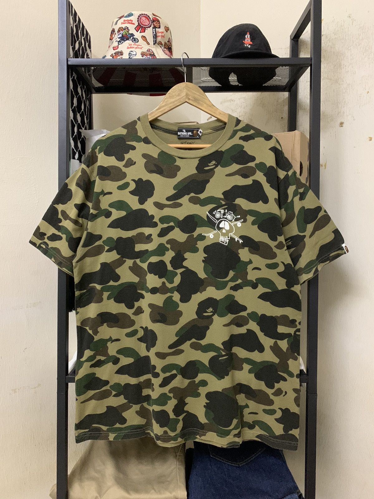 image of Bape x Stussy 30Th Anniversary 1St Camo Tee in Green, Men's (Size Large)