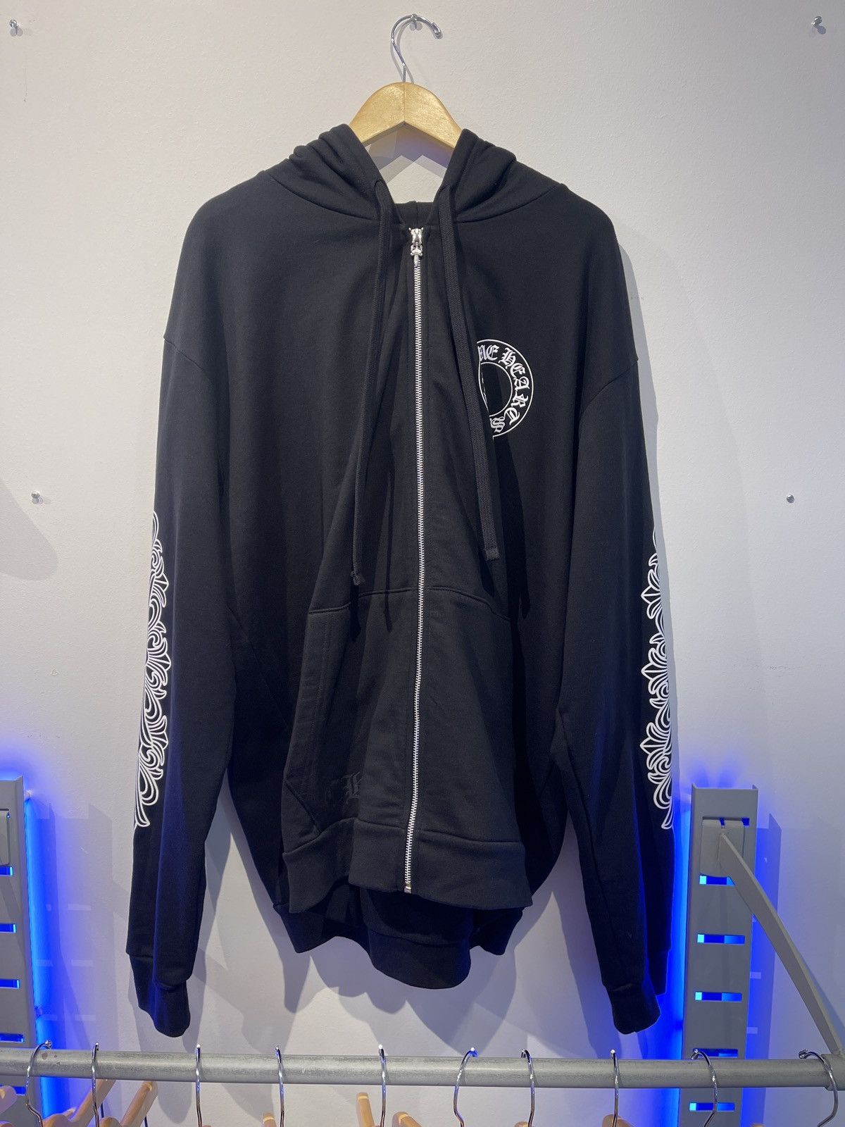 Chrome Hearts Horseshoe Floral Cross Zip Hoodie Black | Grailed
