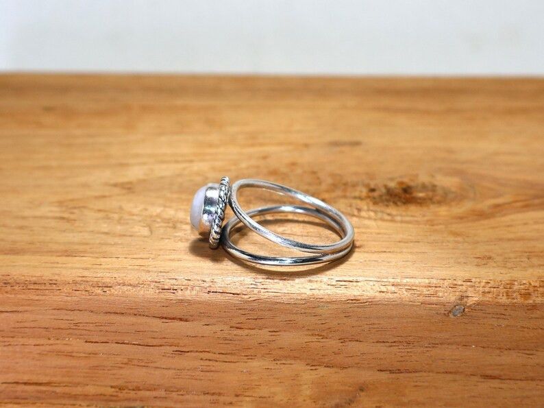Handmade Rainbow Moonstone Ring: Handmade 925 Sterling Silver Ring Size ONE SIZE - 7 Thumbnail