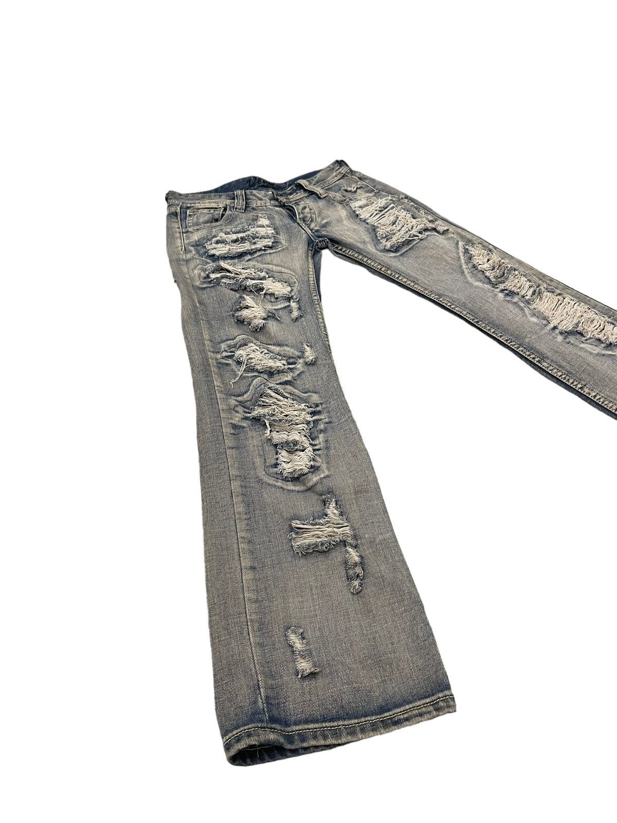 Japanese Brand Damage Jeans Vence Faded Distress Low Rise Slim 8🟦1 Size US 29 - 2 Thumbnail