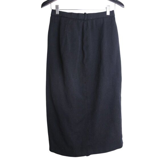 Anne Klein Vintage Anne Klein Black Midi 100% Wool Pencil Skirt Size 32" / US 10 / IT 46 - 1 Thumbnail