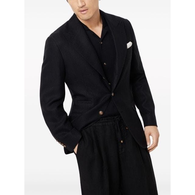 Brunello Cucinelli o1la1rc1a0425 Jacket Linen in Black Size US M / EU 48-50 / 2 - 3 Thumbnail