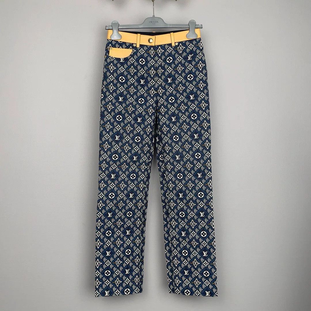Louis Vuitton LV 1854 Monogram Logo Women's Denim Pants Size 34" / US 12 / IT 48 - 1 Thumbnail