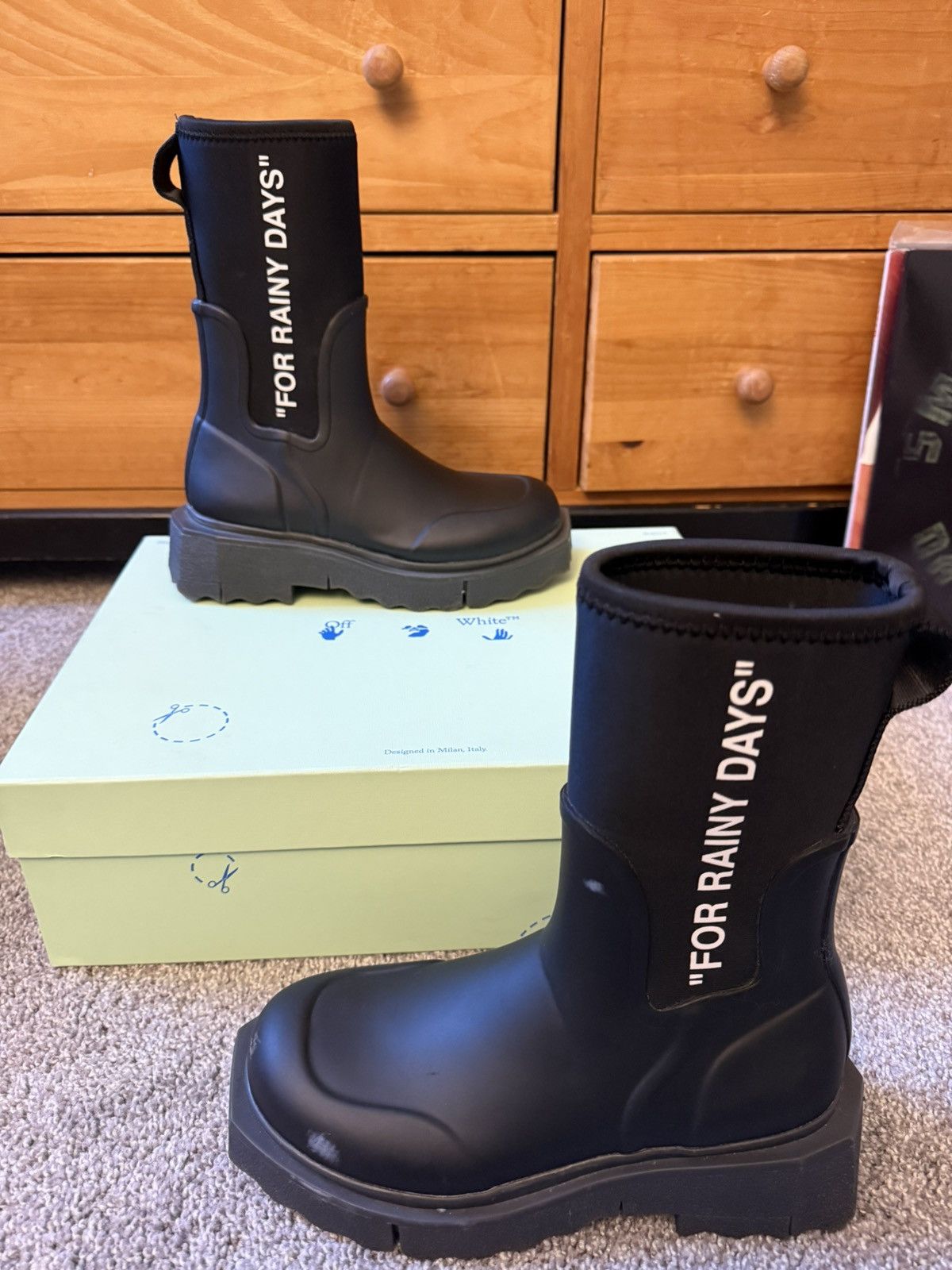 Off-White Rubber Rain Boots Size US 6 / IT 36 - 2 Thumbnail