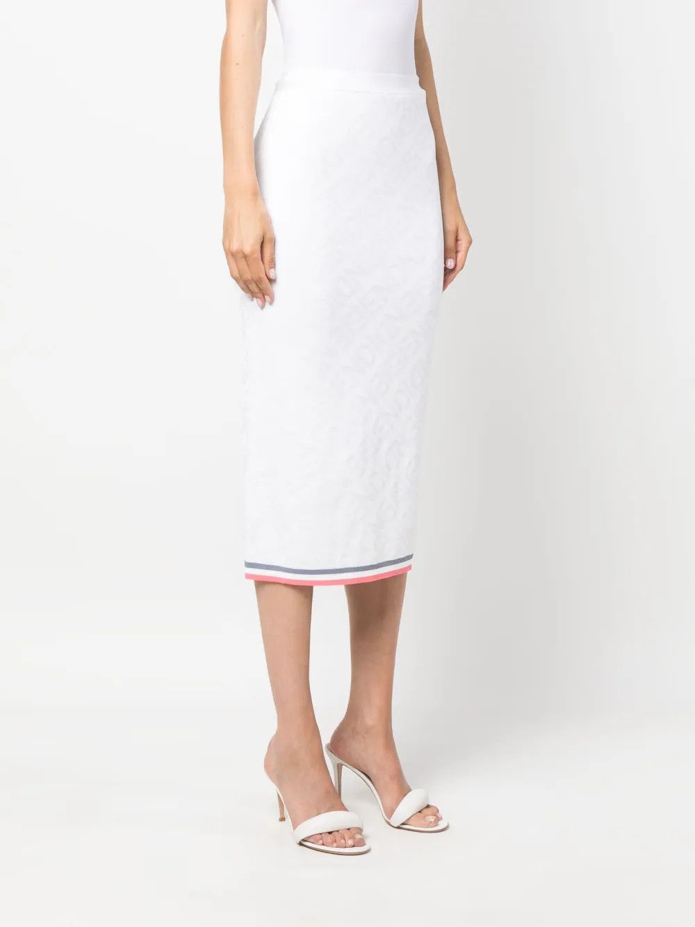 Fendi o1y0925 Midi Skirt in White Size 26" / US 2 / IT 38 - 2 Thumbnail