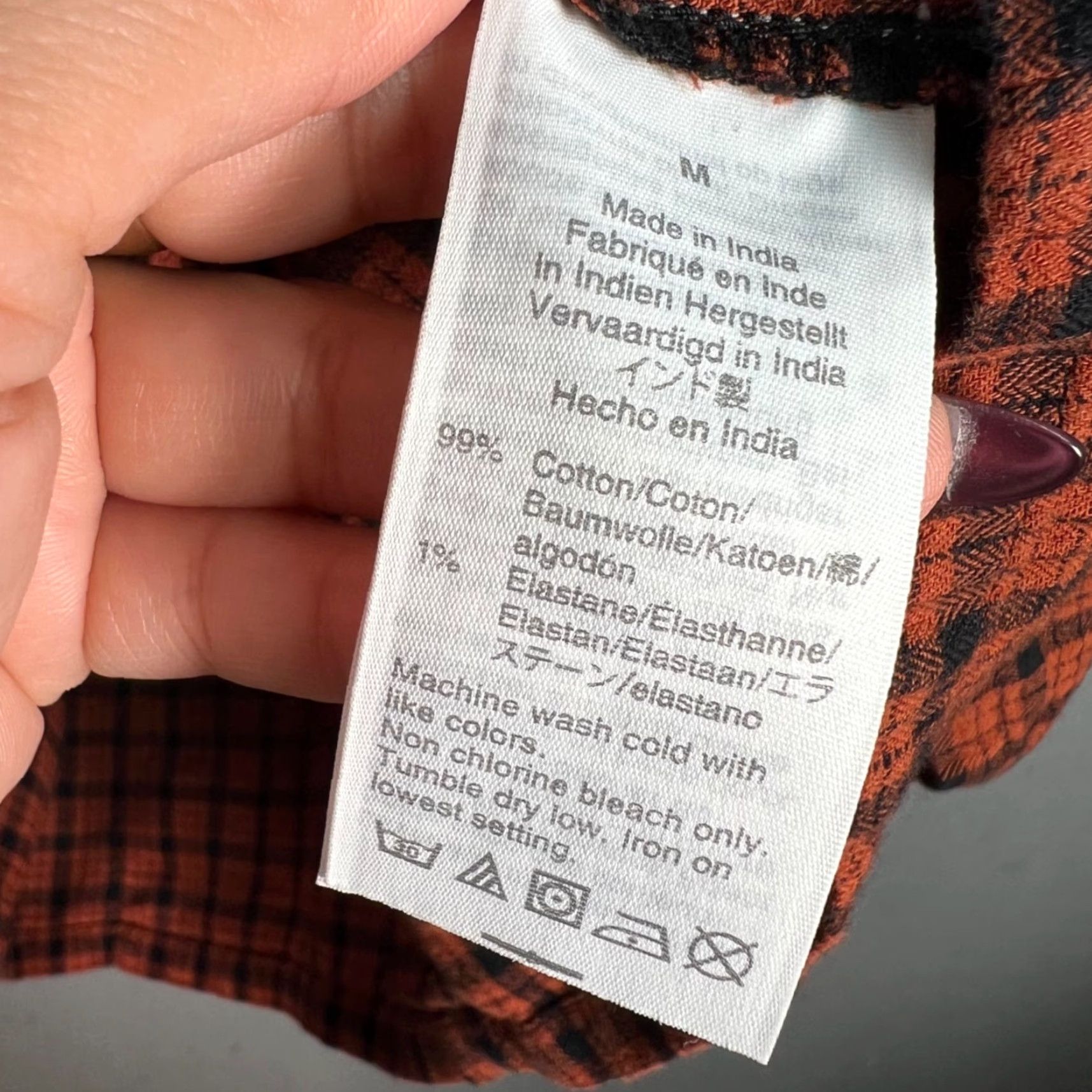 Madewell Madewell Shirt Womens Medium Orange & Black Plaid Ruffle Long Sleeve Top Size M / US 6-8 / IT 42-44 - 4 Thumbnail