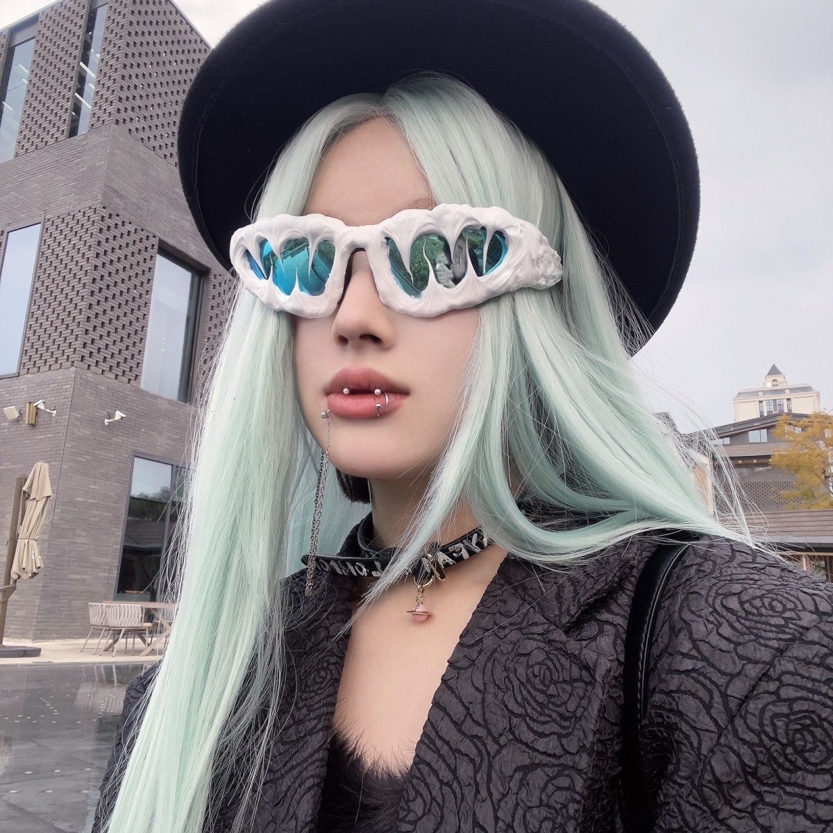 VIBE Hip-hop Street ins style custom avant-garde sunglasses Size ONE SIZE - 4 Thumbnail