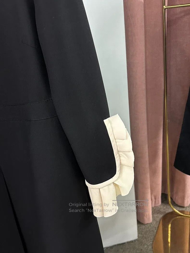 Valentino Valentino Black fungus edge patchwork cuff long-sleeved dr Size L / US 10 / IT 46 - 3 Thumbnail