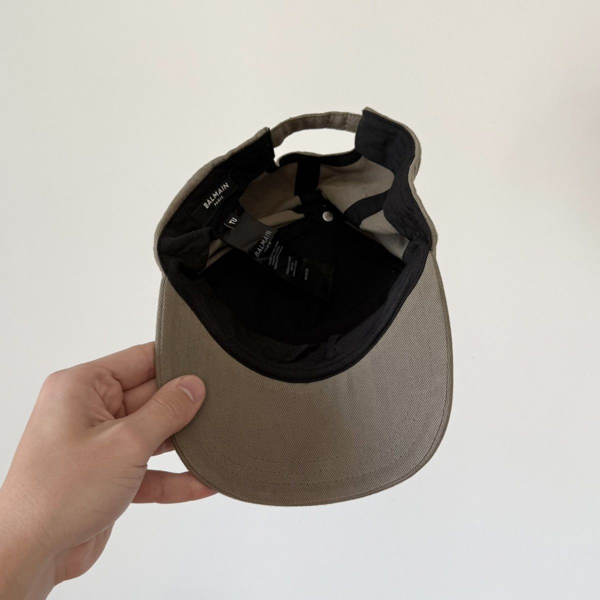 Balmain Balmain Paris Logo Cotton Baseball Cap Strapback Hat Olive Size ONE SIZE - 7 Thumbnail