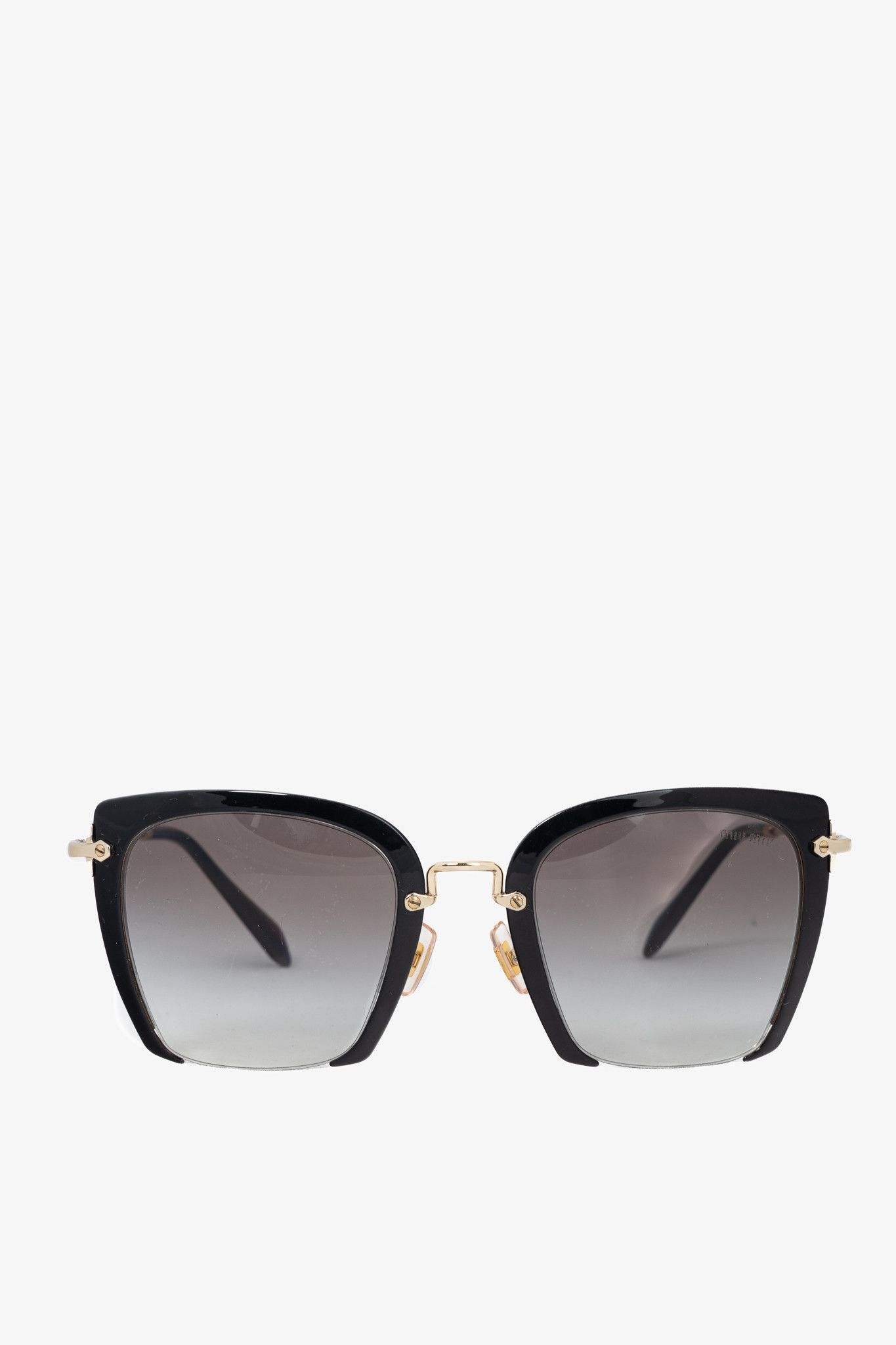 Miu Miu Miu Miu SMU 52R Black & Gold Square Sunglasses Size ONE SIZE - 2 Thumbnail