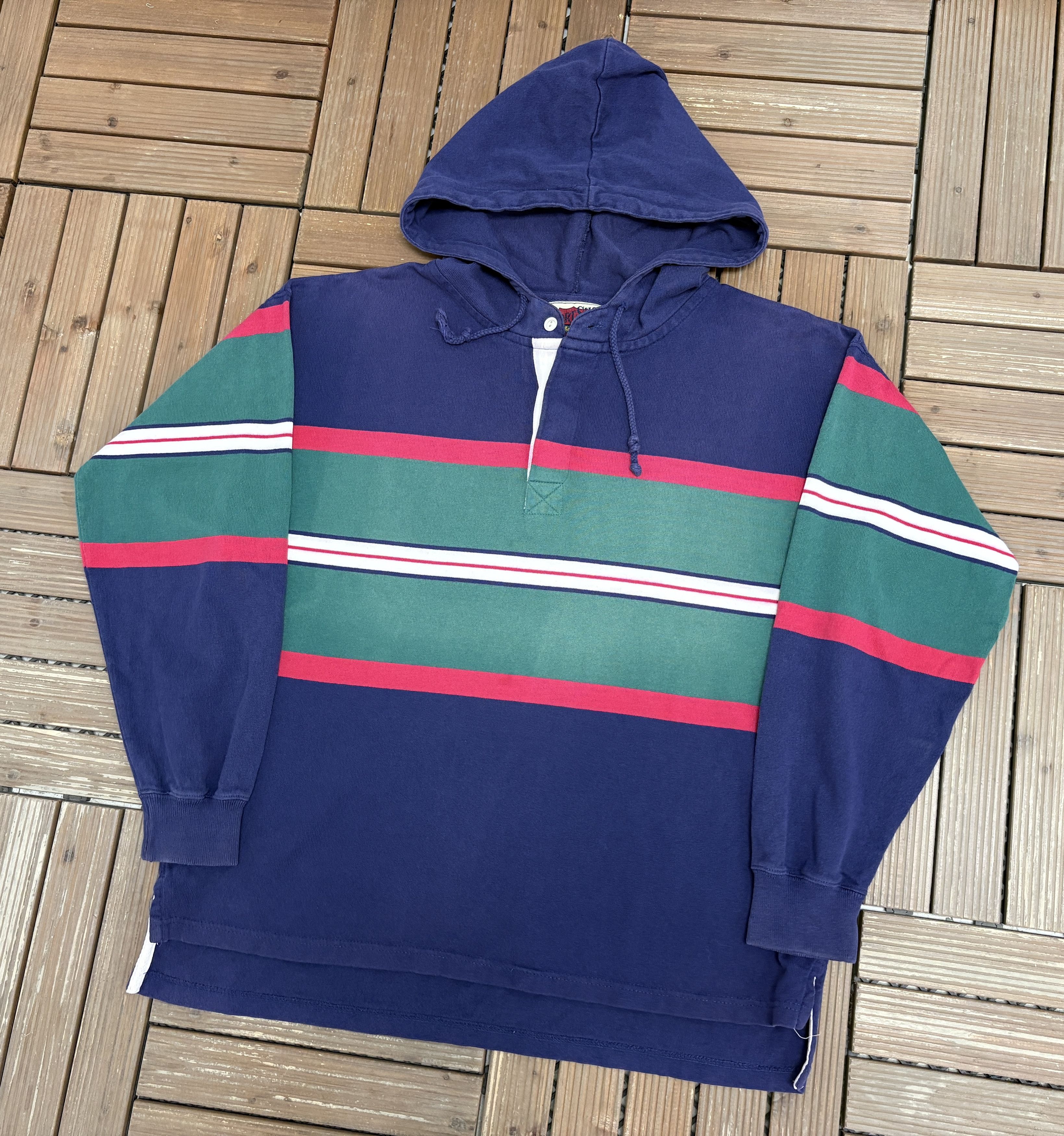 Eddie Bauer Eddie Bauer Striped Vintage Blue Hoodie Sweater Size US M / EU 48-50 / 2 - 3 Thumbnail