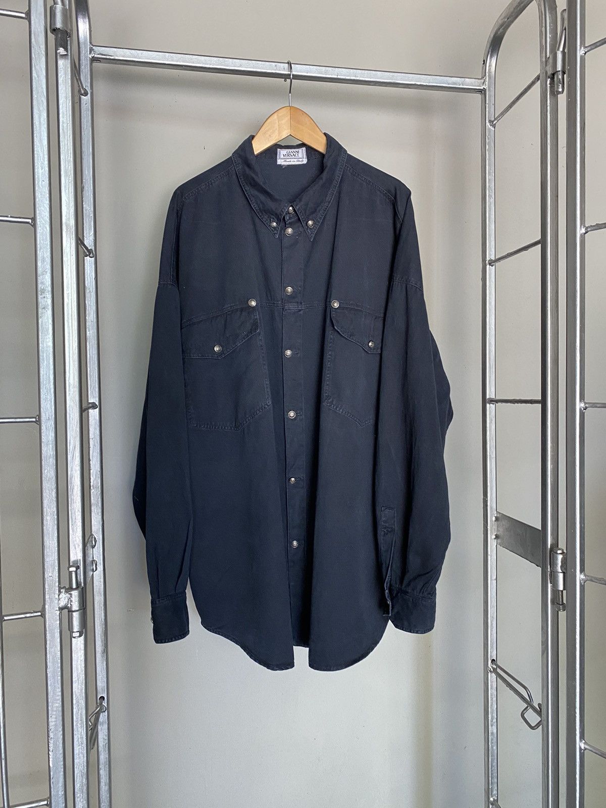 Gianni Versace navy blue oversized shirt