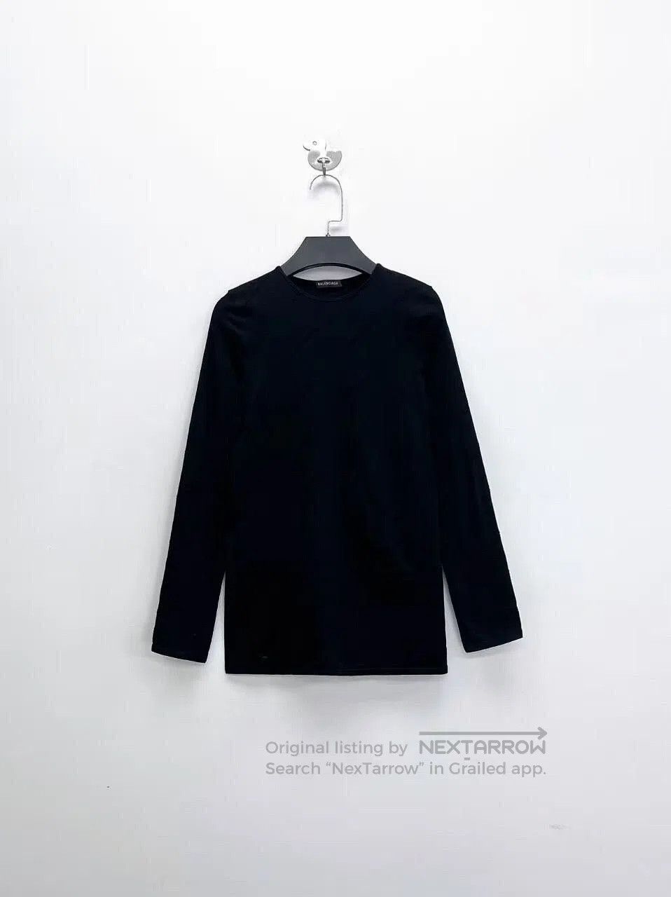 balenciaga black gray logoprint long sleeve shirt.