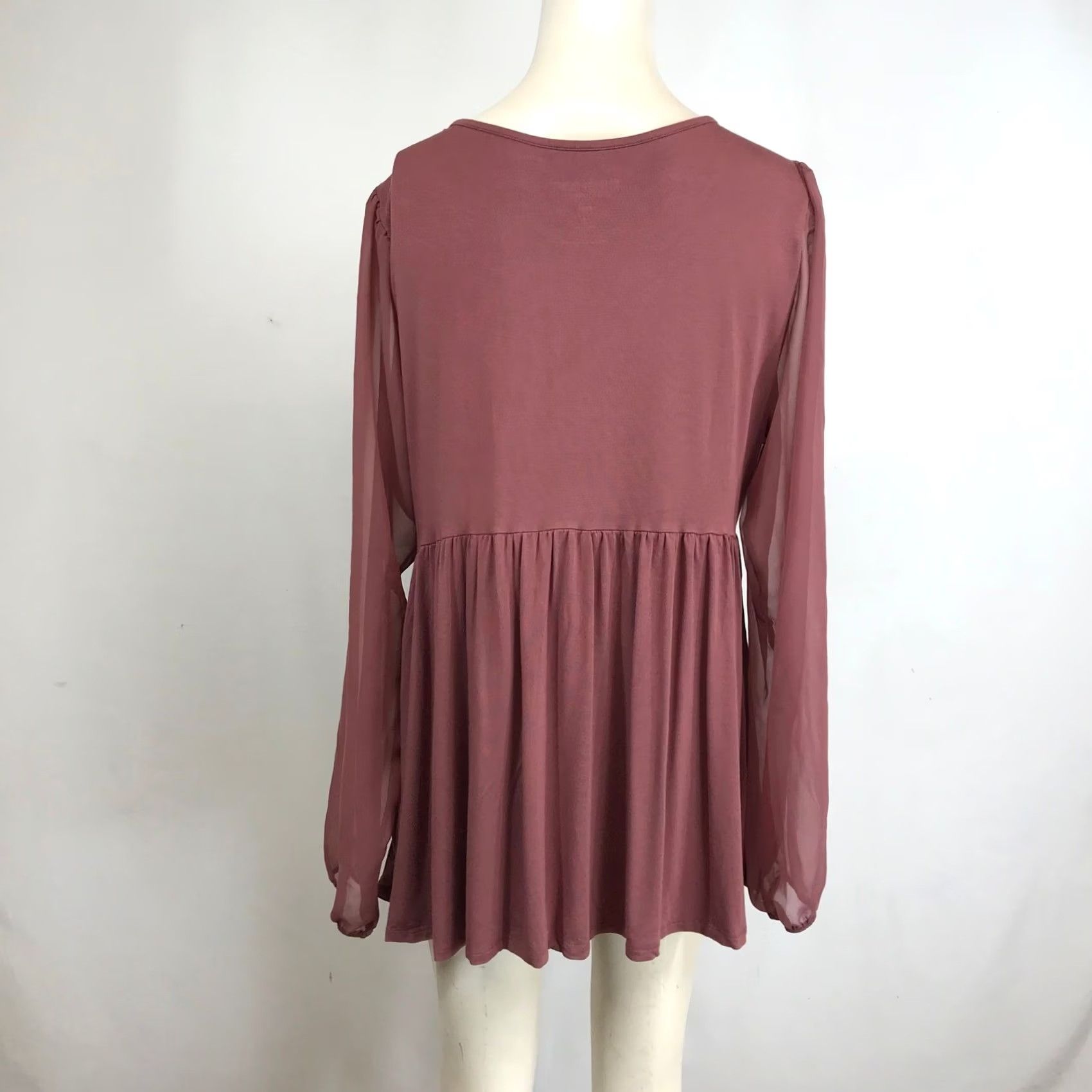 Torrid Torrid Super Soft Knit Peplum Tunic Top Dusty Rose Lace V-Neck Long Sleeve Women 1 Size XS / US 0-2 / IT 36-38 - 5 Thumbnail