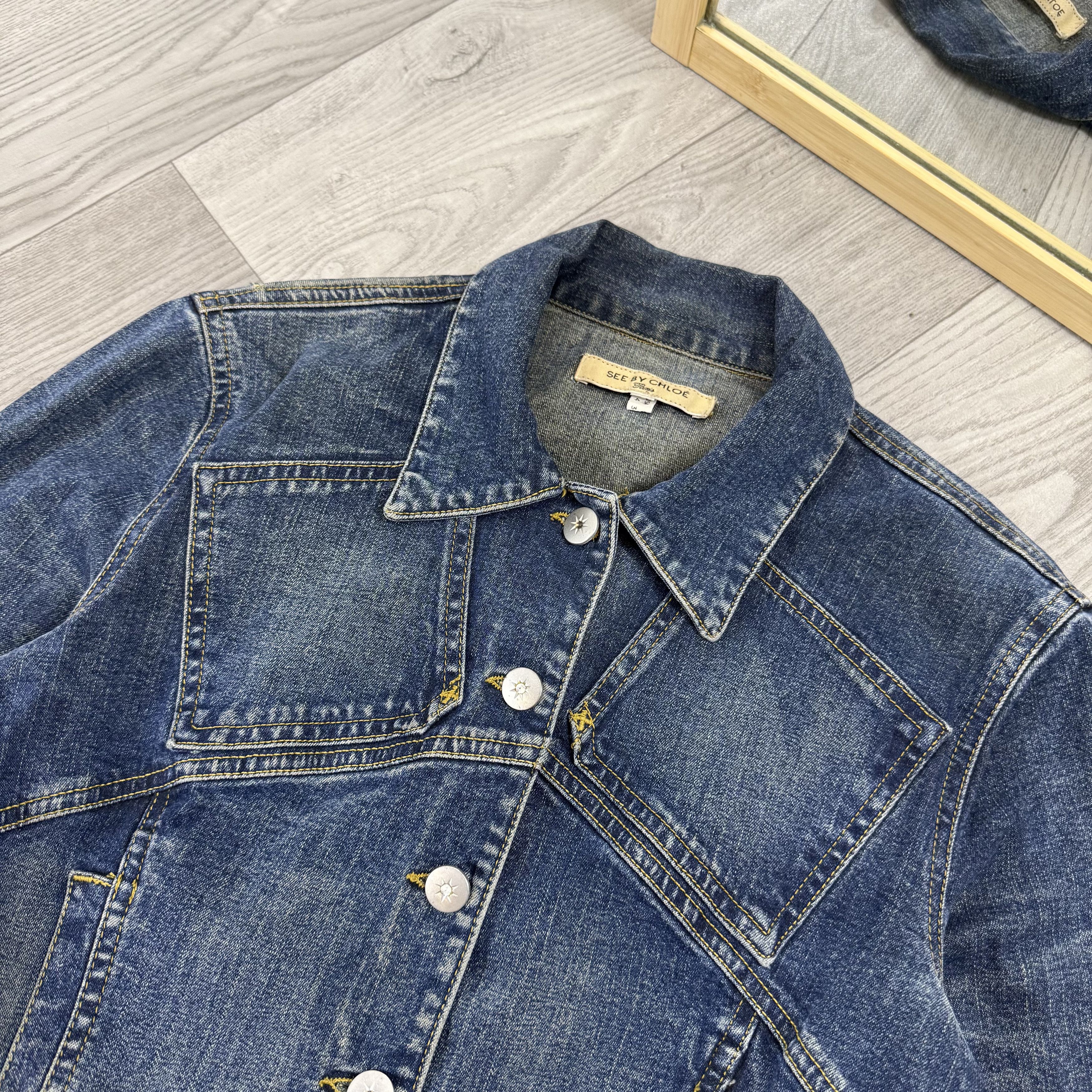 See by Chloe Vintage See By Chloe Blue Croppped Denim Trucker Jacket Size S / US 4 / IT 40 - 7 Thumbnail