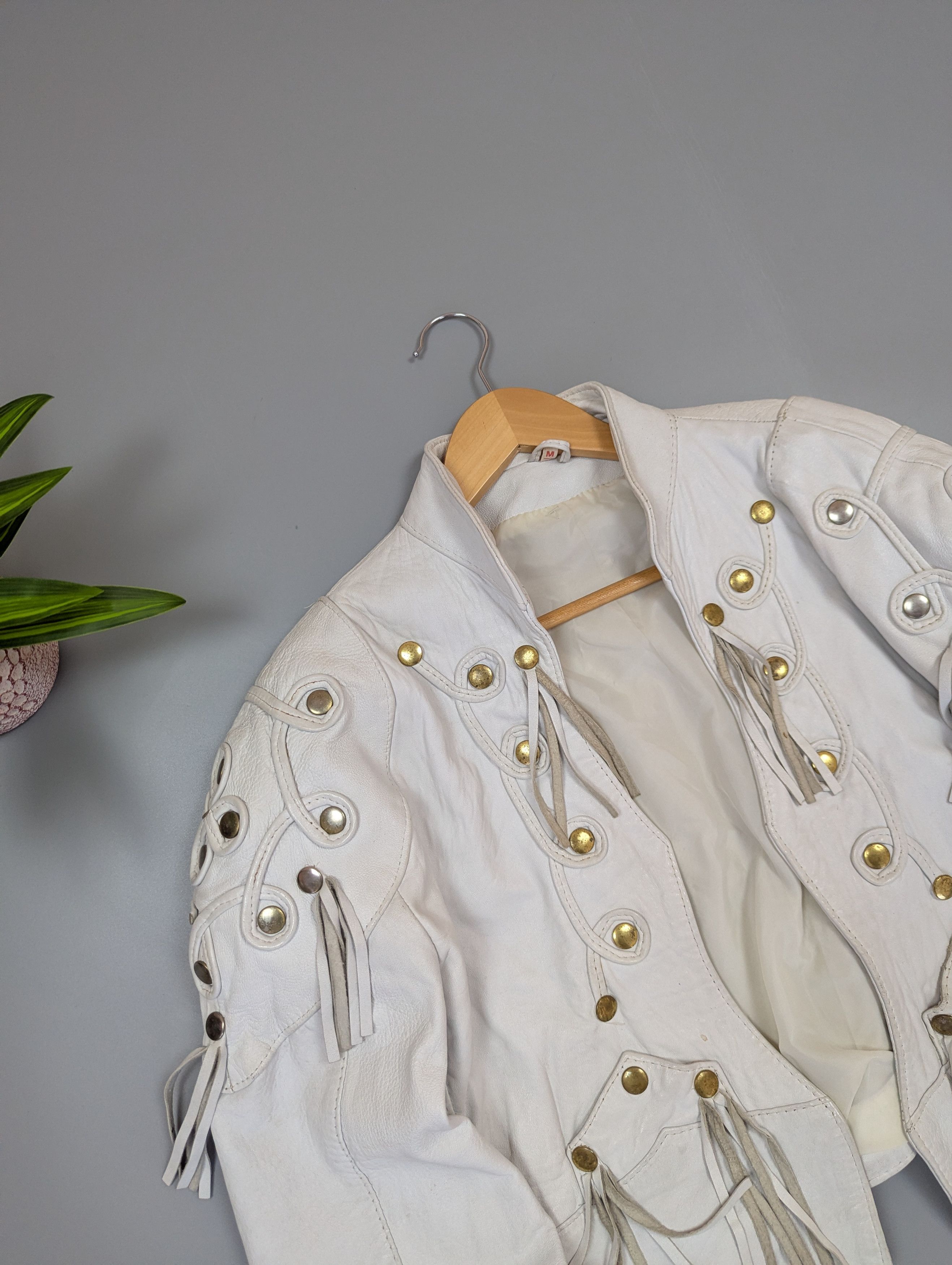 Vintage Vintage 80s White Leather Jacket Bomber Womens Sz M Size M / US 6-8 / IT 42-44 - 2 Thumbnail