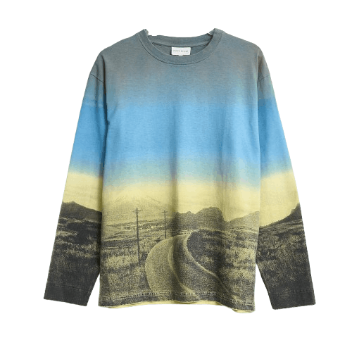 Maison Kitsune Unisex Landscape Print Long Sleeve T shirt S Size US S / EU 44-46 / 1 - 1 Thumbnail