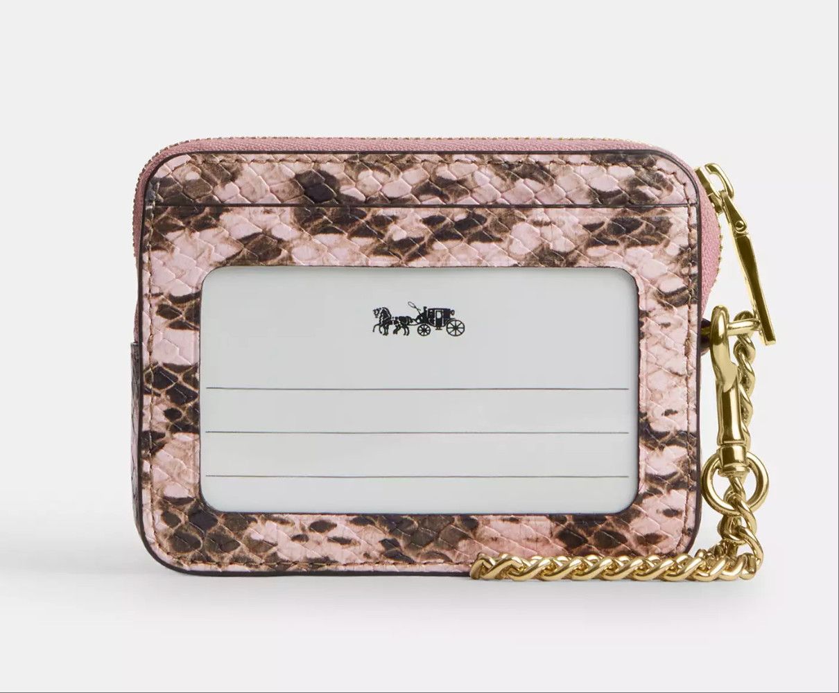Coach Zip Card Case CEC53 Gold/Pink Snake-embossed leather Size ONE SIZE - 7 Thumbnail